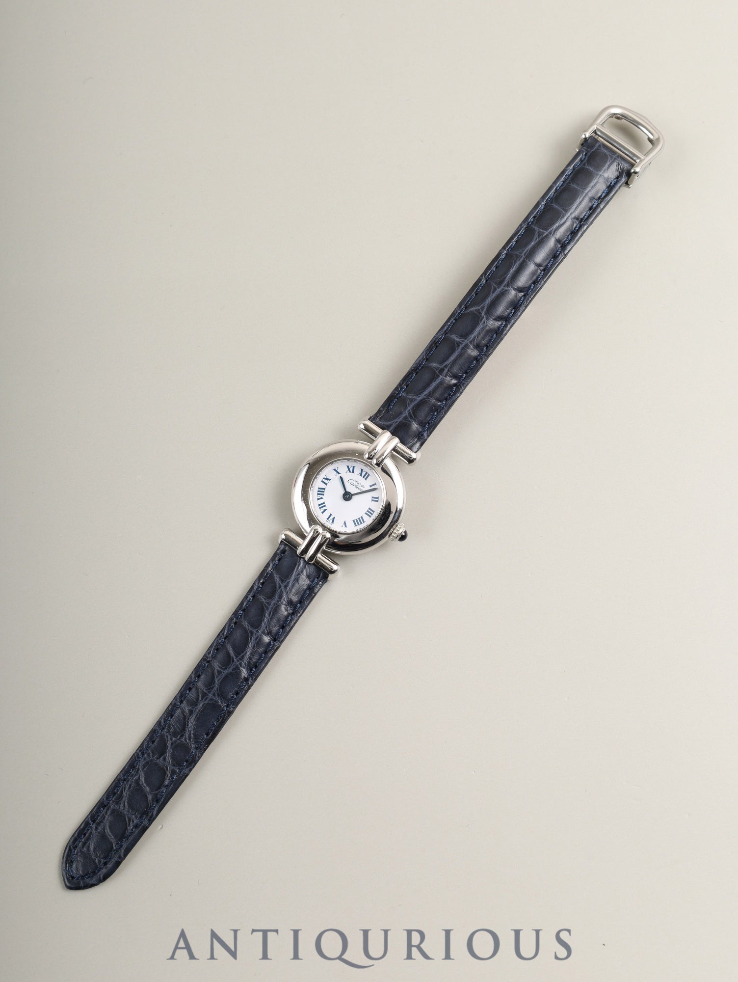 カルティエ マストコリゼ W1001665 / 690002 クォーツ Cal.90.06 SV925 革 純正Dバックル(SS) ホワイトローマン文字盤 箱 冊子 保証書(個人名記載あり)オーバーホール済み