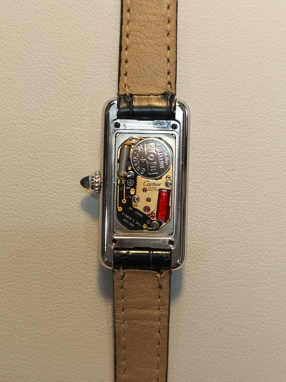 Cartier Tank Allongee SM W1532956 / 2525 Quartz Cal.028 750 Leather Genuine buckle (750) White Roman dial Warranty (2001) Overhauled After-sales service completed at Cartier boutique