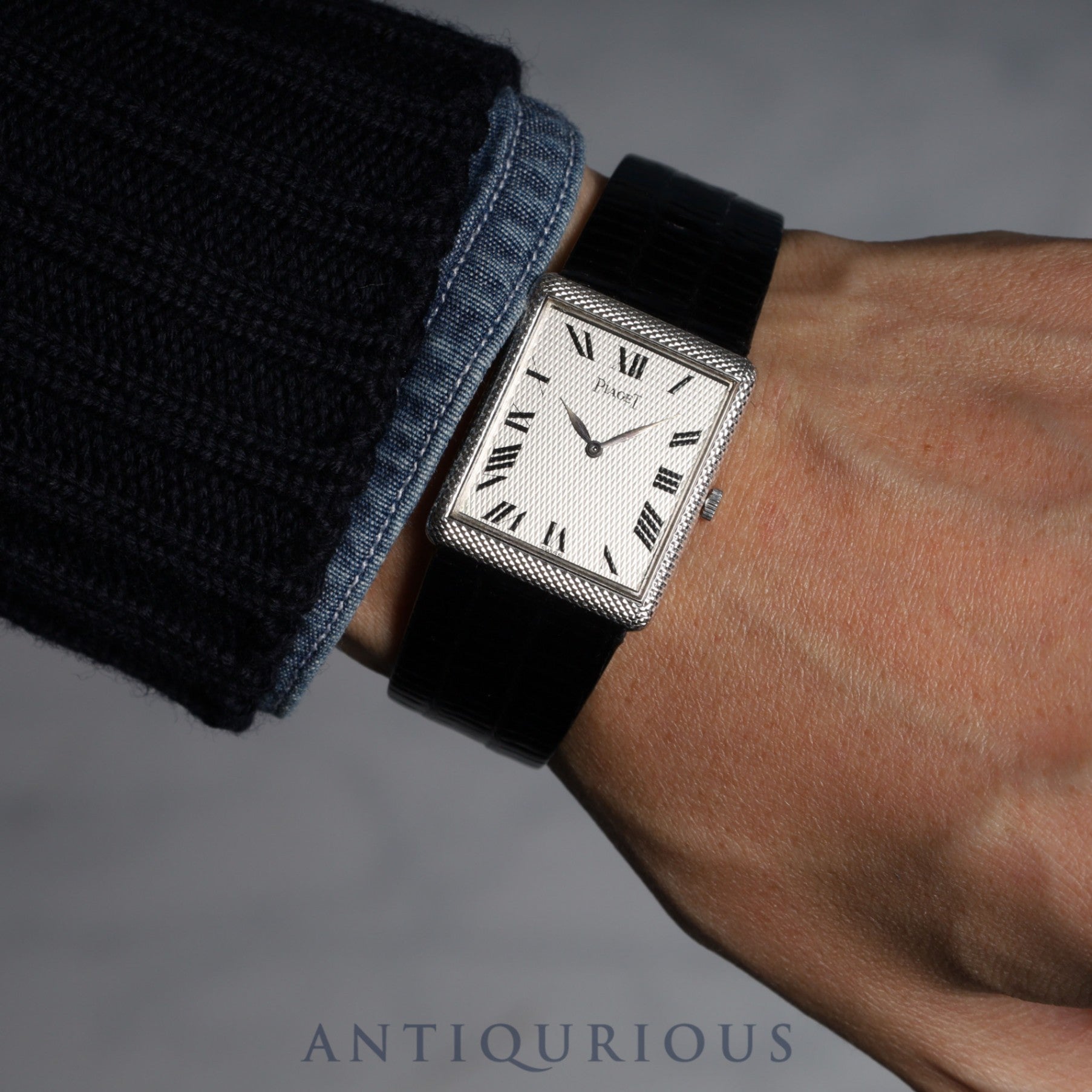 ピアジェ レクタンギュラーケース 9152 手巻き Cal.9P2 WG 革 グレー文字盤