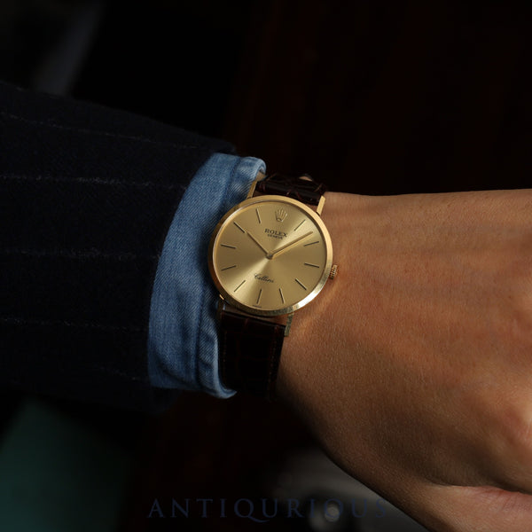 Rolex Cellini 4112 Manual Winding Cal. 1601 750 Leather Strap Genuine Buckle (GP) Gold Dial 43 Series (1975) Warranty (1984) Overhauled