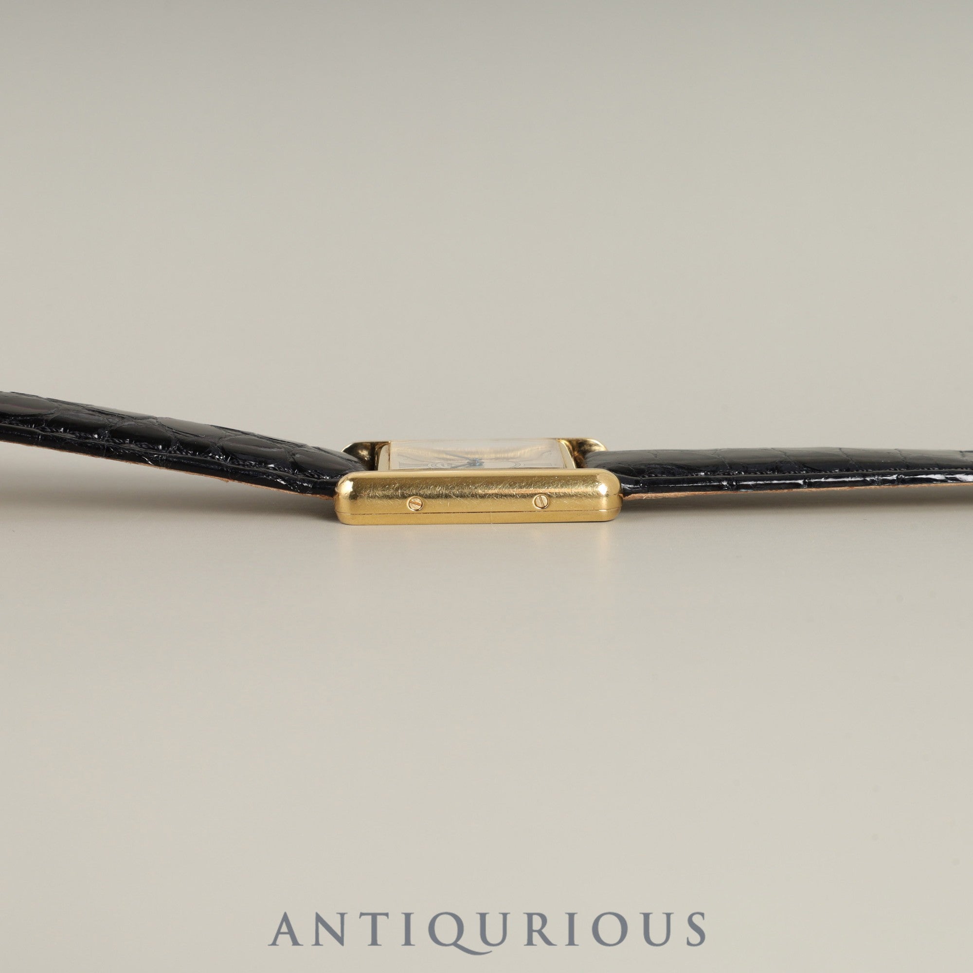 Cartier Must Tank SM 5057001 Quartz SV925 Leather Genuine D-buckle (GP) Opalan dial Overhauled