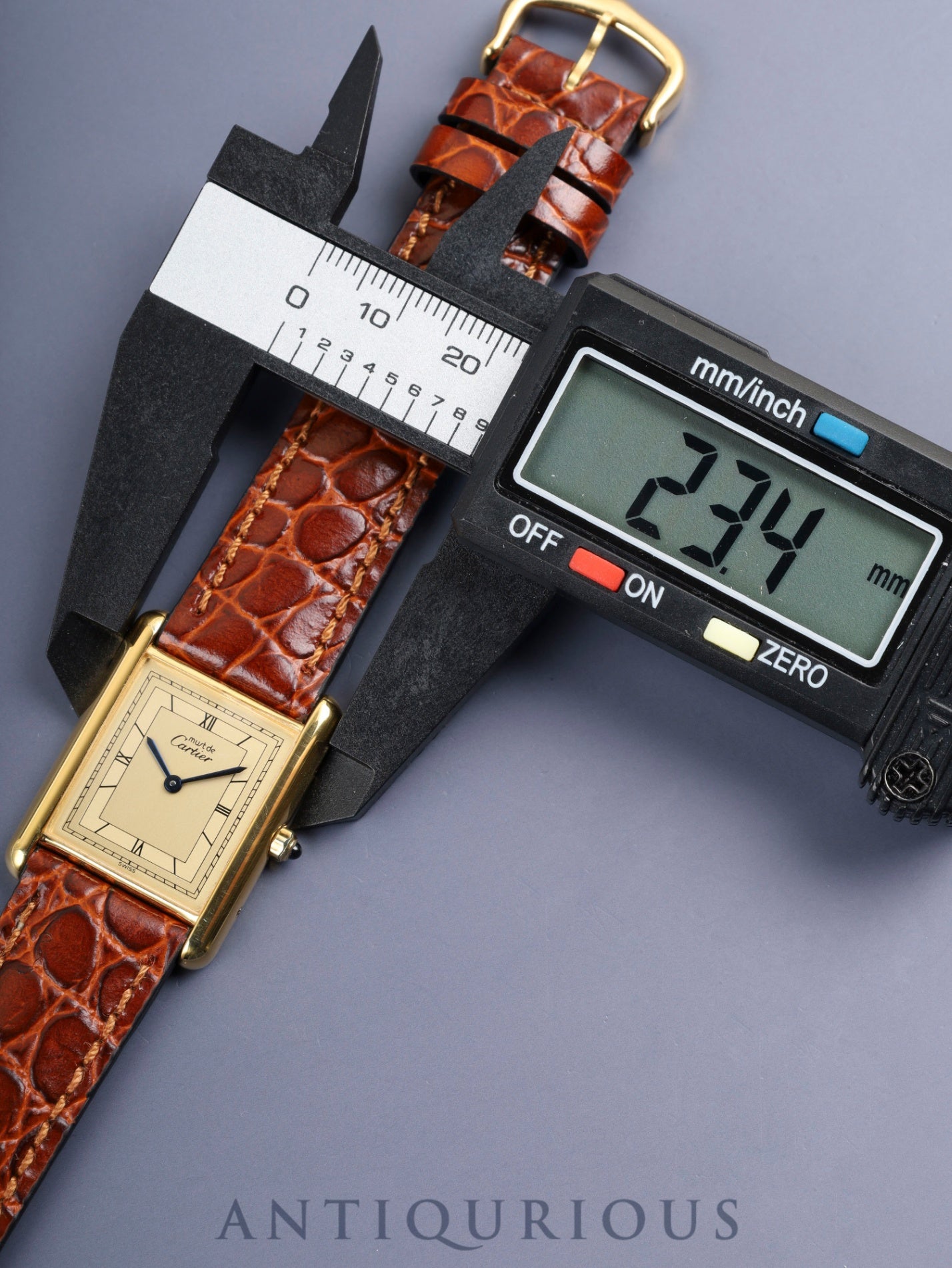 Cartier Must Tank LM 6 81006 Quartz Cal.859 SV925 Leather Original Pin Buckle (GP) Champagne Roman Numeral Dial (SWISS marking) With Original Leather Strap, Polished, Complete Service by Cartier Boutique