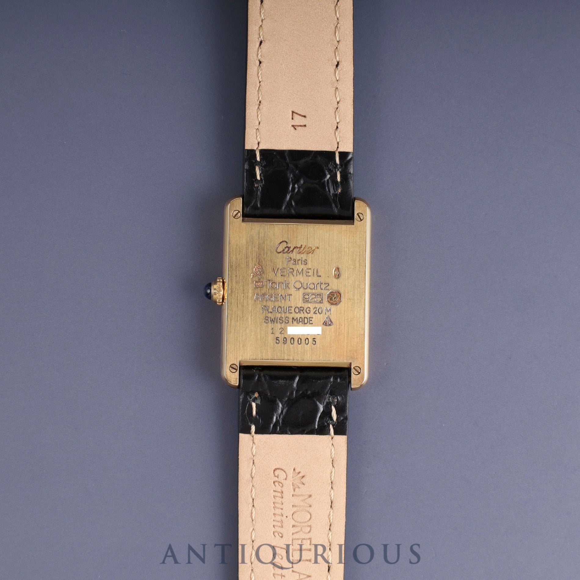 Cartier Must Tank LM 590005 Quartz Cal.90 SV925 Leather Genuine Buckle (GP) Straight Roman Dial Overhauled