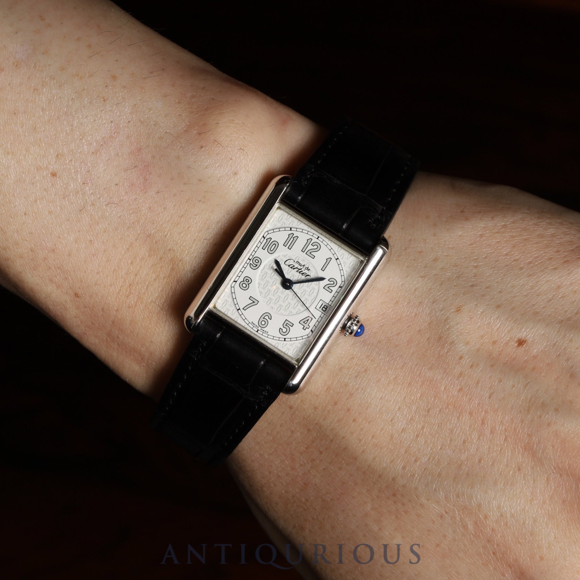 Cartier Must Tank GM (XL) 2414 Quartz Caliber 87 SV925 Leather Strap with Genuine D-Clock Buckle (Stainless Steel) Telephone Arabic Dial Overhauled