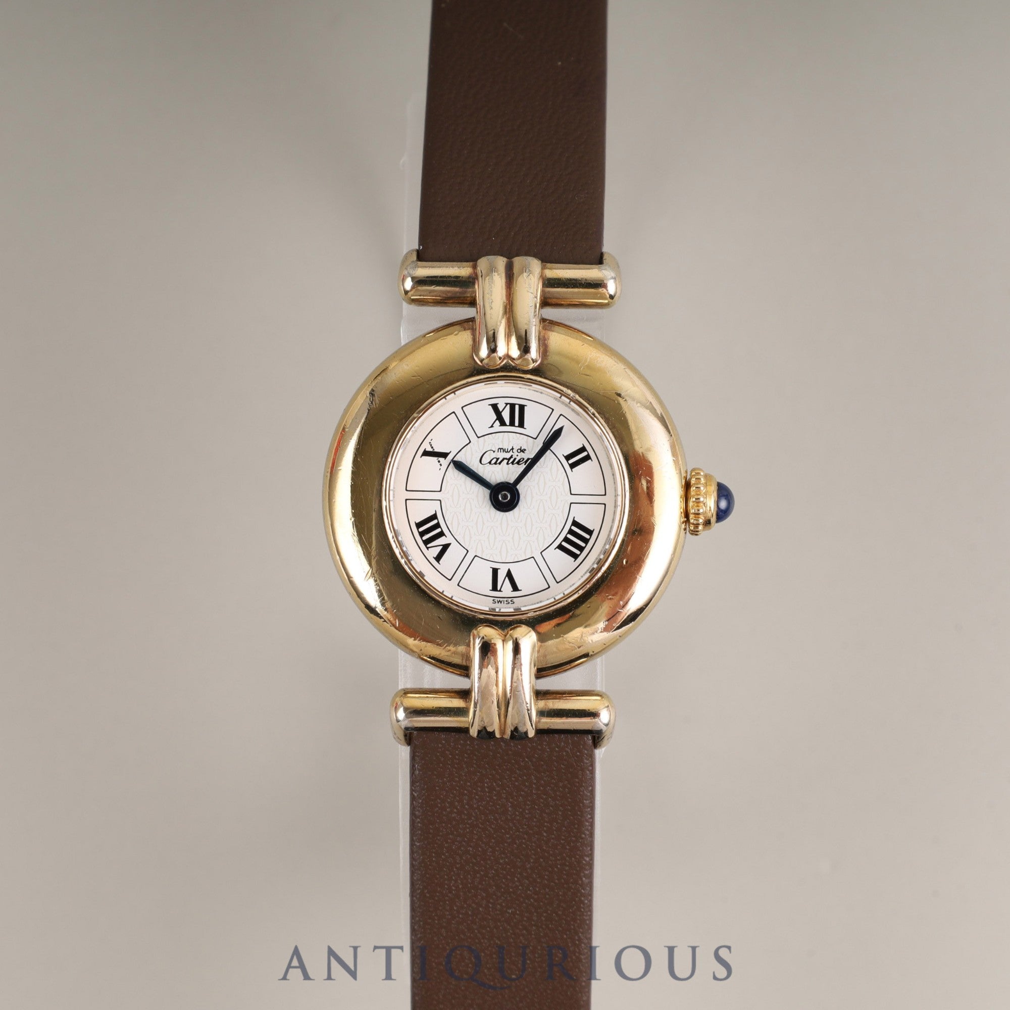 カルティエ マストコリゼ W1009954 / 1902 クォーツ Cal.690 SV925 革 純正尾錠(GP)ホワイト飛びローマンCC文字盤 オーバーホール済み