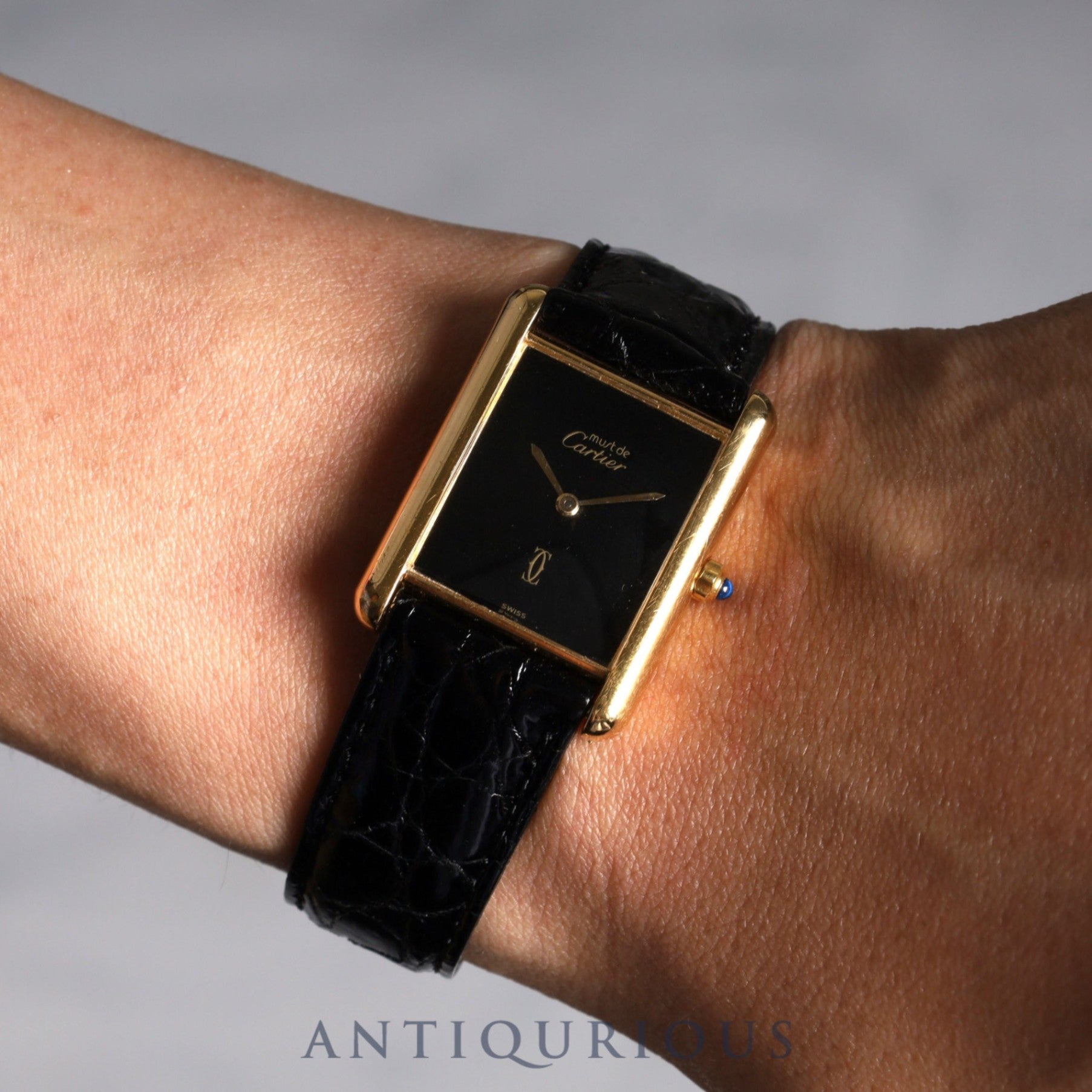 Cartier Must Tank LM QZ 6 81006 SV925 Black Onyx Dial