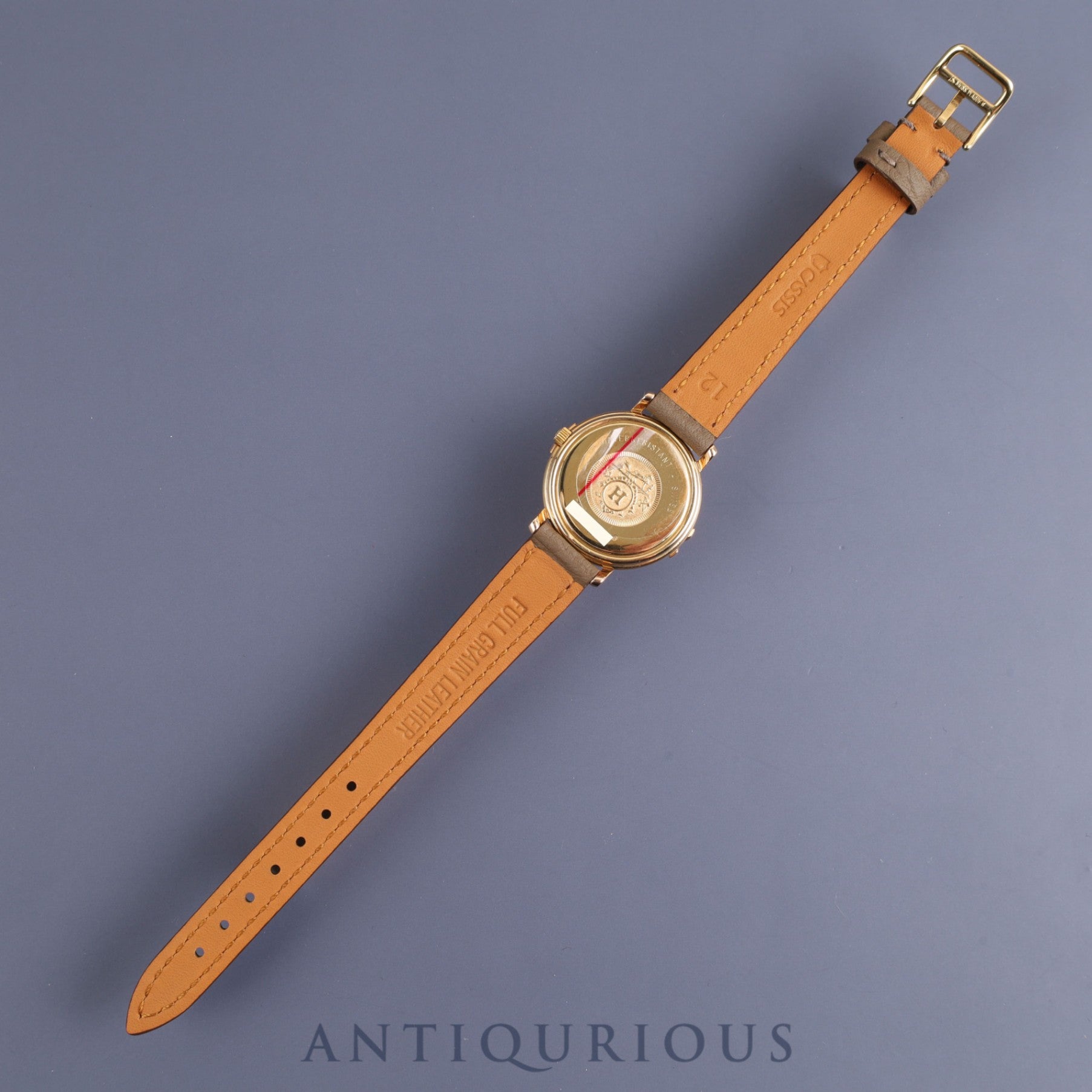 Hermes Ruban 06.32 Quartz Cal.976.001 YG Leather Genuine Buckle (GP) White Dial Overhauled