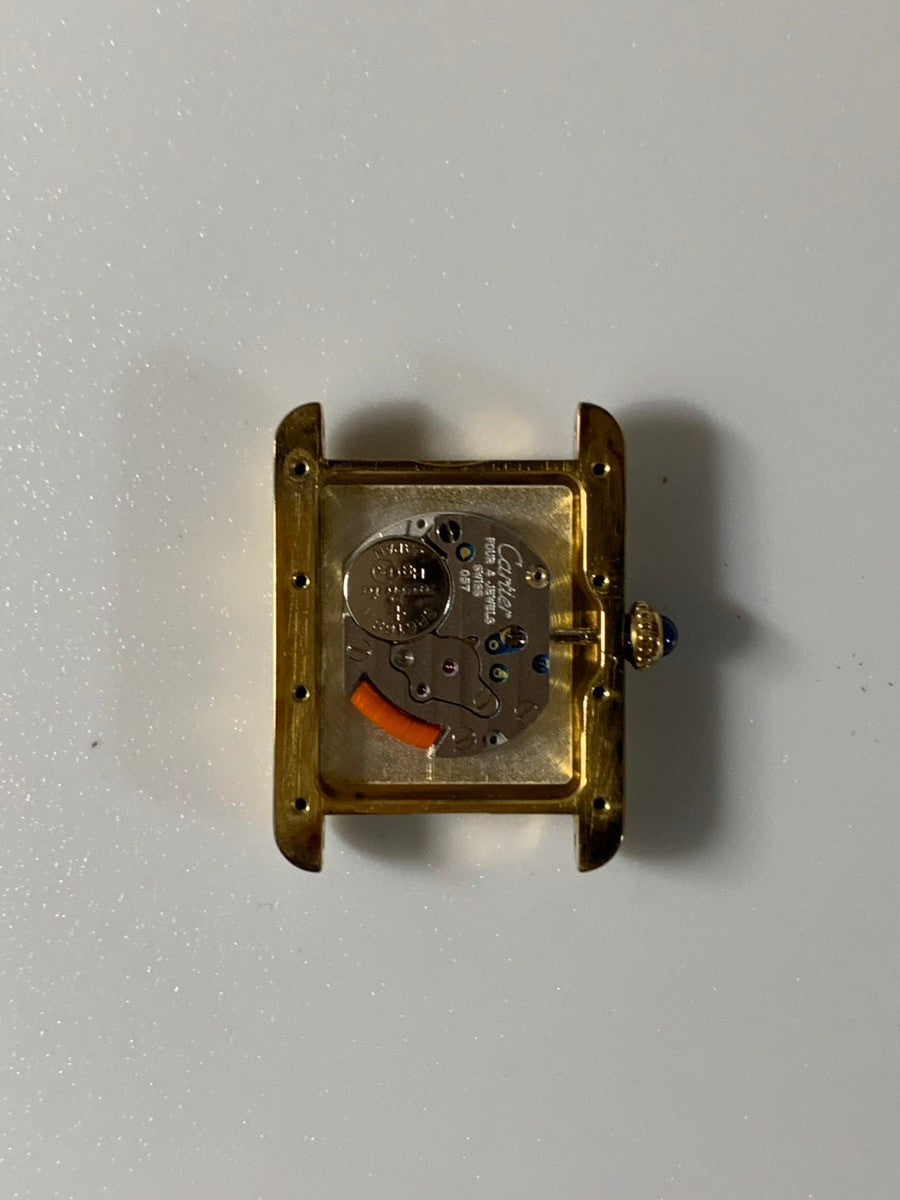 カルティエ マストタンク MM 2415 クォーツ Cal.057 SV925 革 純正Dバックル (GP)アイボリーローマン文字盤(SWISS MADE表記)箱 冊子 保証書(2003年)オーバーホール済み