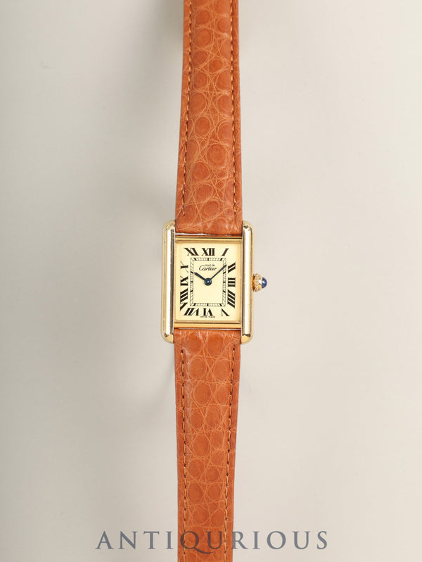 カルティエ マストタンク MM W1017354 / 2415 クォーツ Cal.057 SV925 革 純正Dバックル(GP)アイボリーローマン文字盤(SWISS MADE表記)オーバーホール済み