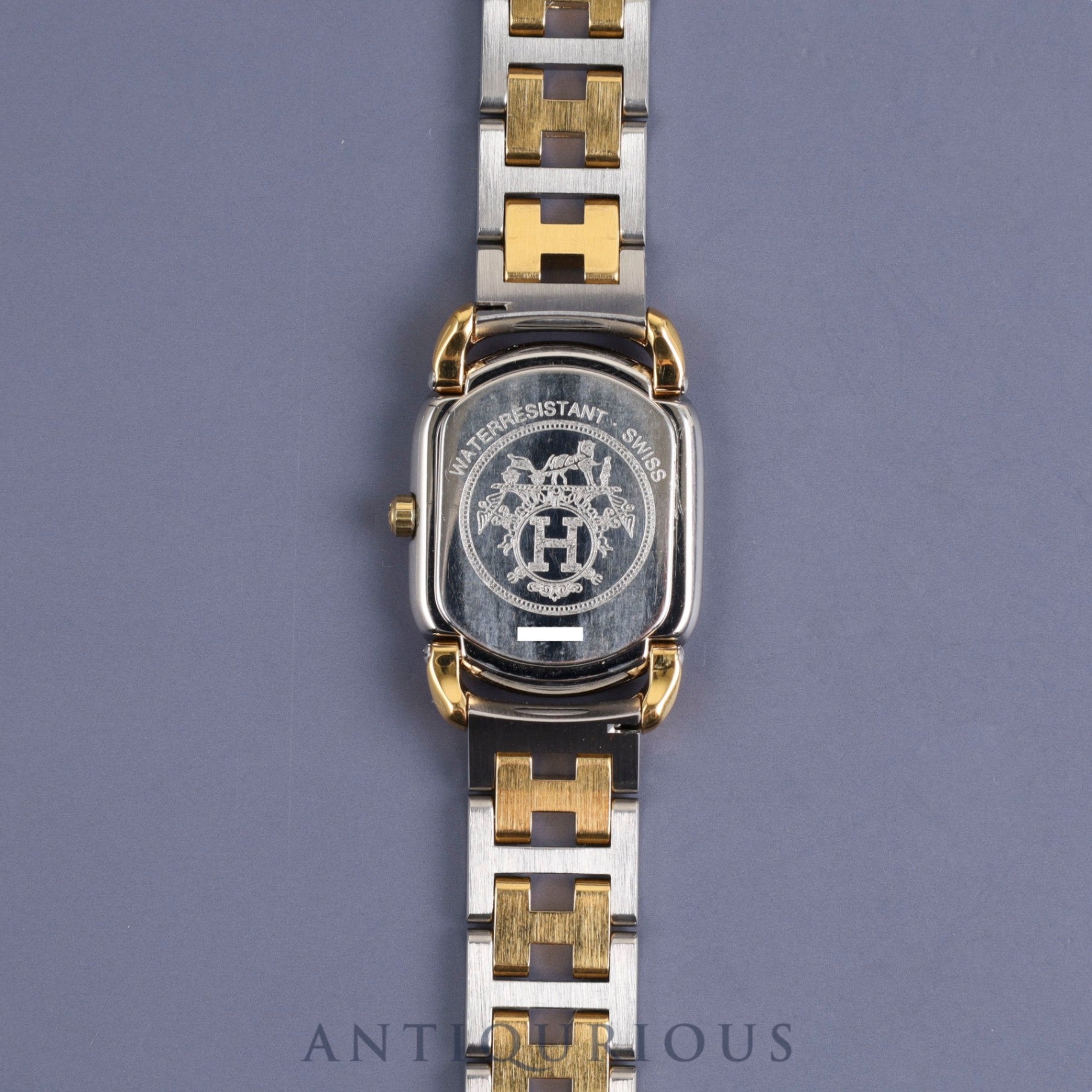 Hermes Rally 770301-4 Quartz Cal.976 001 SS/GP White Dial Warranty (1995) Box Overhauled