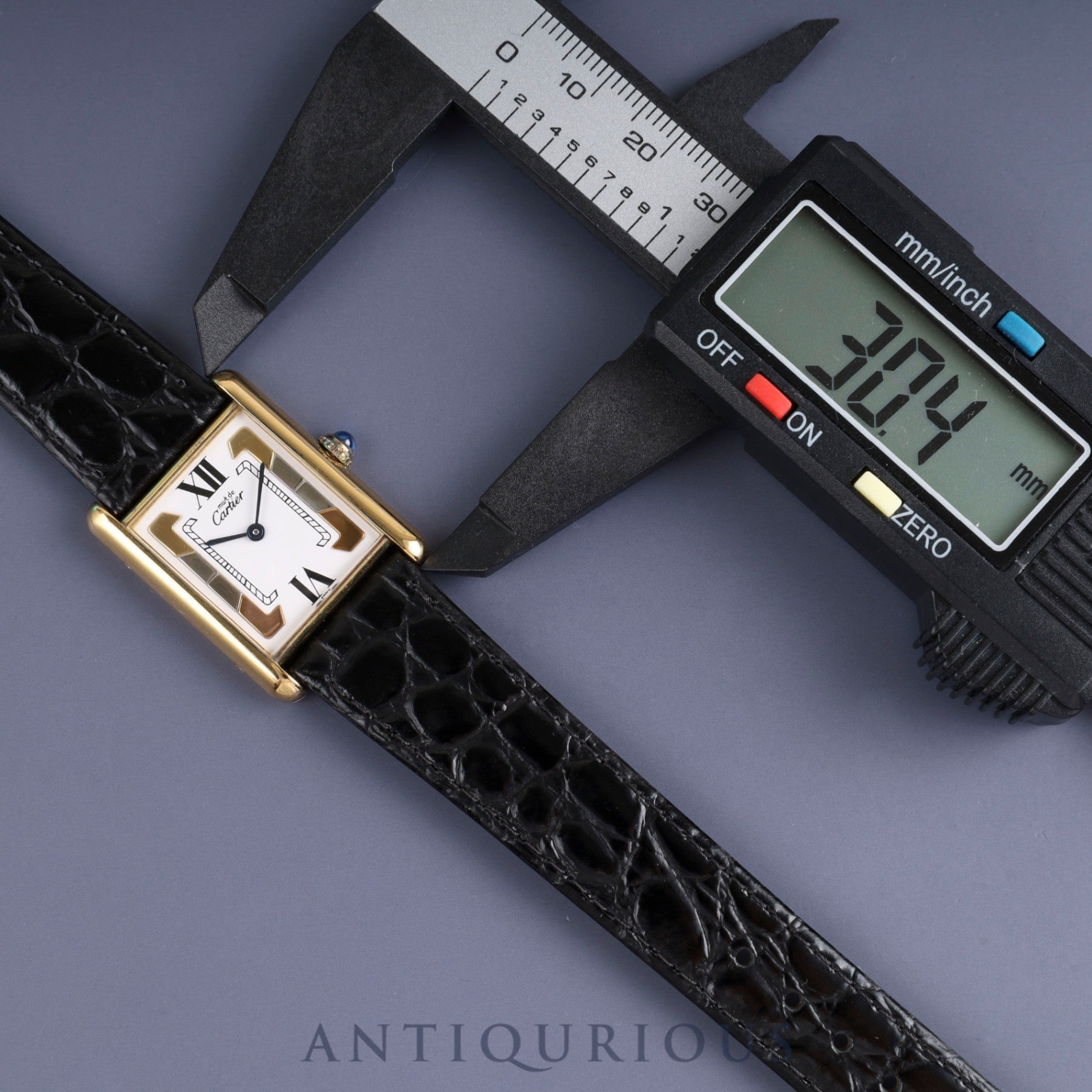 カルティエ マストタンク LM 590005 クォーツ Cal.90 SV925 革 純正尾錠(GP) サイドトリニティ文字盤 オーバーホール済み