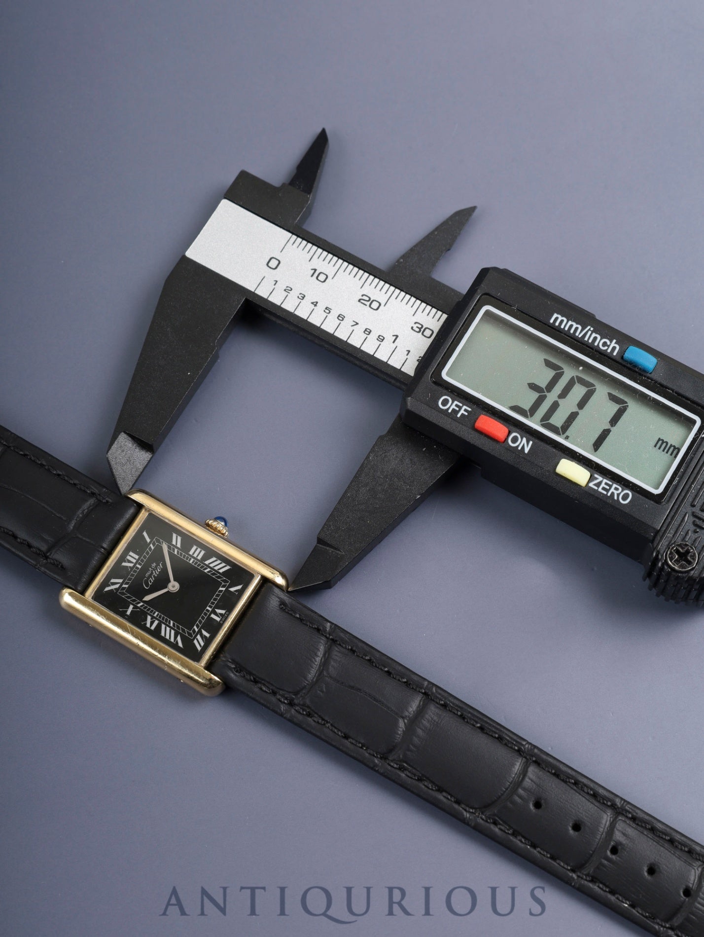 CARTIER カルティエ MUST TANK LM マストタンク LM 6 手巻き Cal.78-1 SV925 革 純正ピンバックル(GP)ブラックローマン文字盤(SWISS表記 )1976年頃~1980年代初期頃 オーバーホール済み