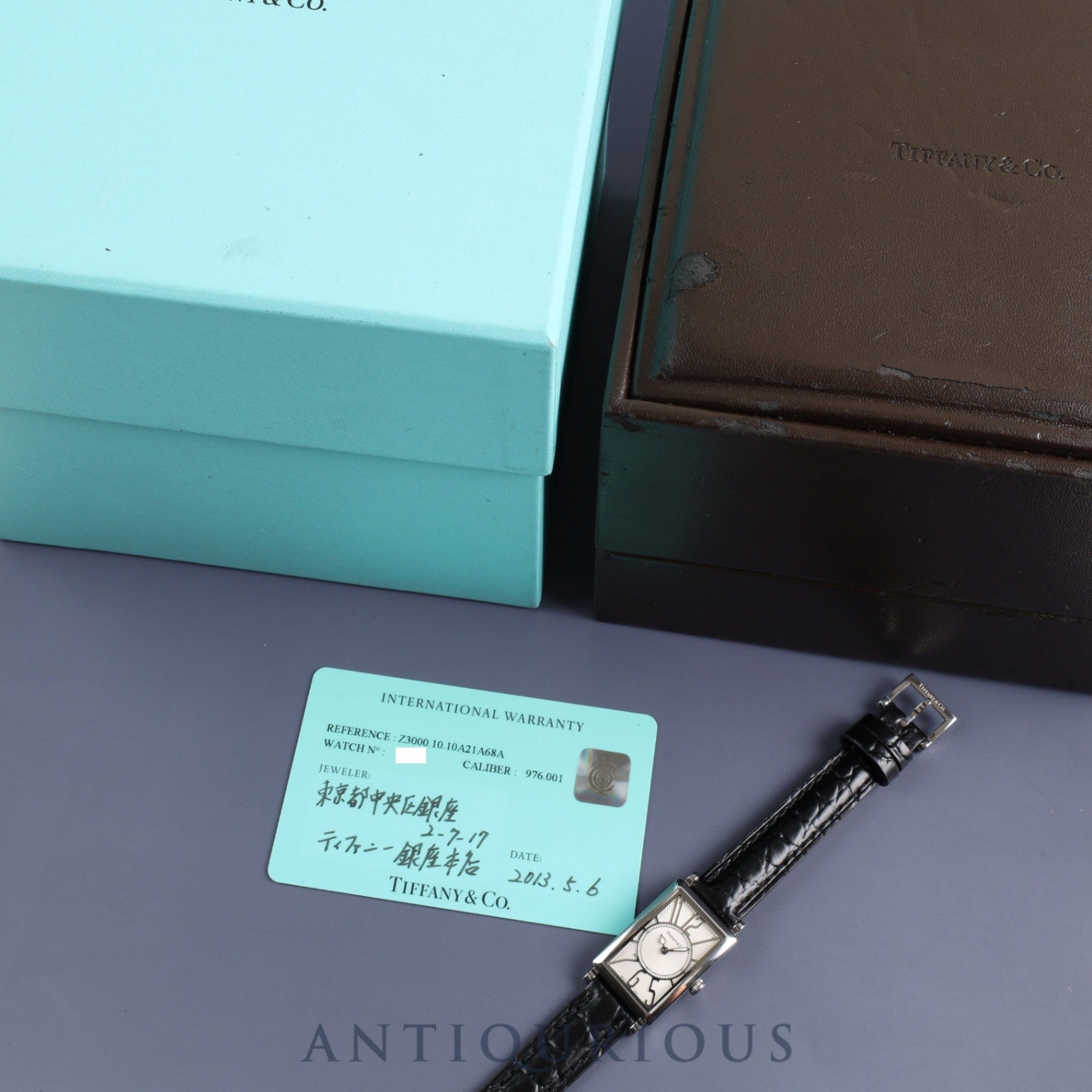 ティファニー ギャラリー Z3000.10.10A21A68A クォーツ Cal.976.001 SS 革 純正バックル(SS)シルバー文字盤 箱 保証書(2013年)オーバーホール済み