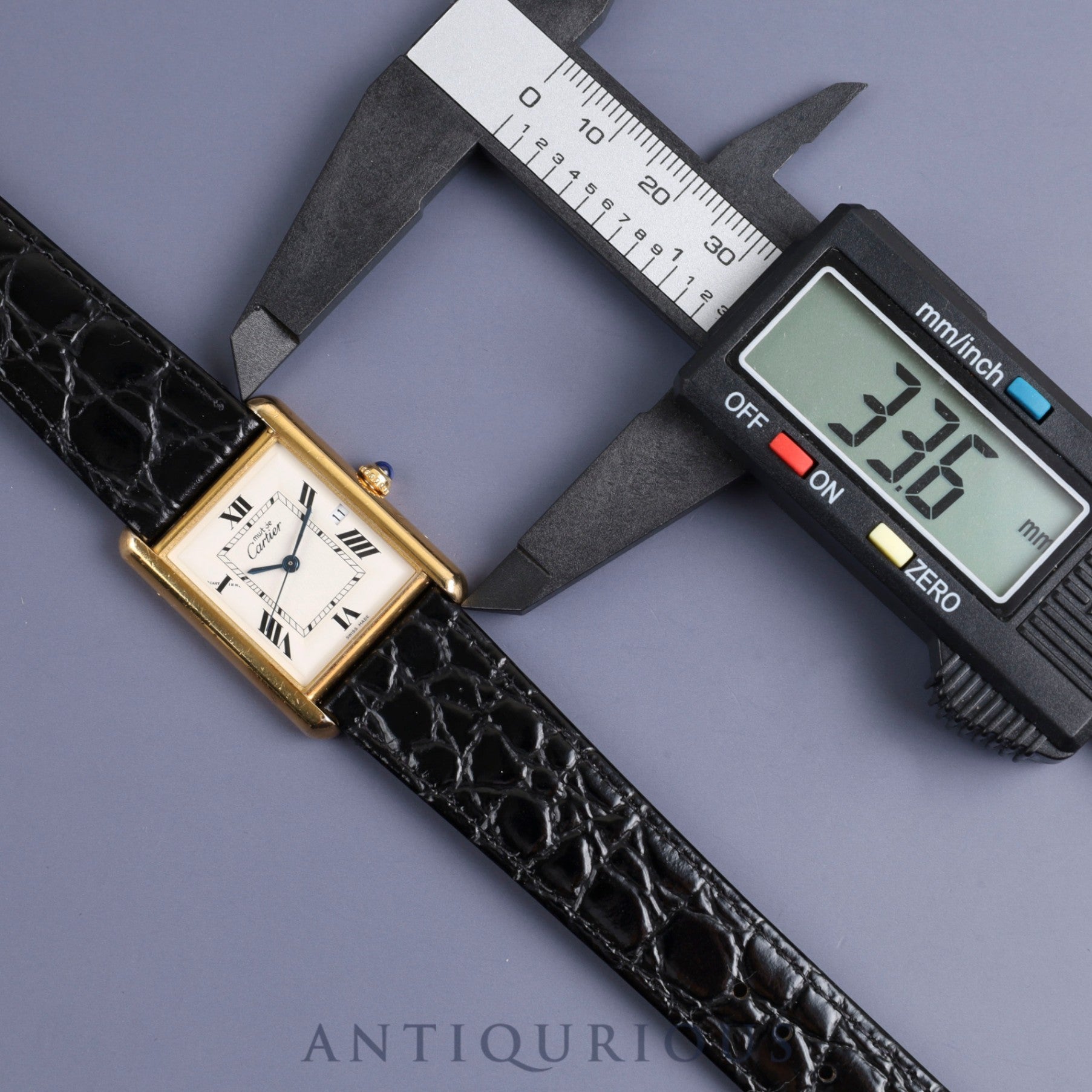 Cartier Must Tank GM (XL) Date W1013754 / 2413 Quartz Cal.687 SV925 Leather Genuine Buckle (GP) Roman CC Dial Box Instruction Manual