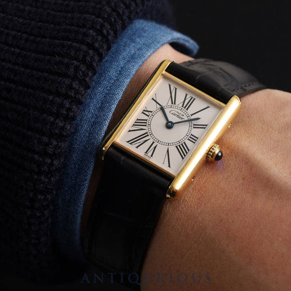 Cartier Must Tank LM W1005654 / 590005 Quartz Cal.690 SV925 Leather Genuine D-buckle (GP) Opalan dial Warranty (1997) Overhauled and refinished to like new condition