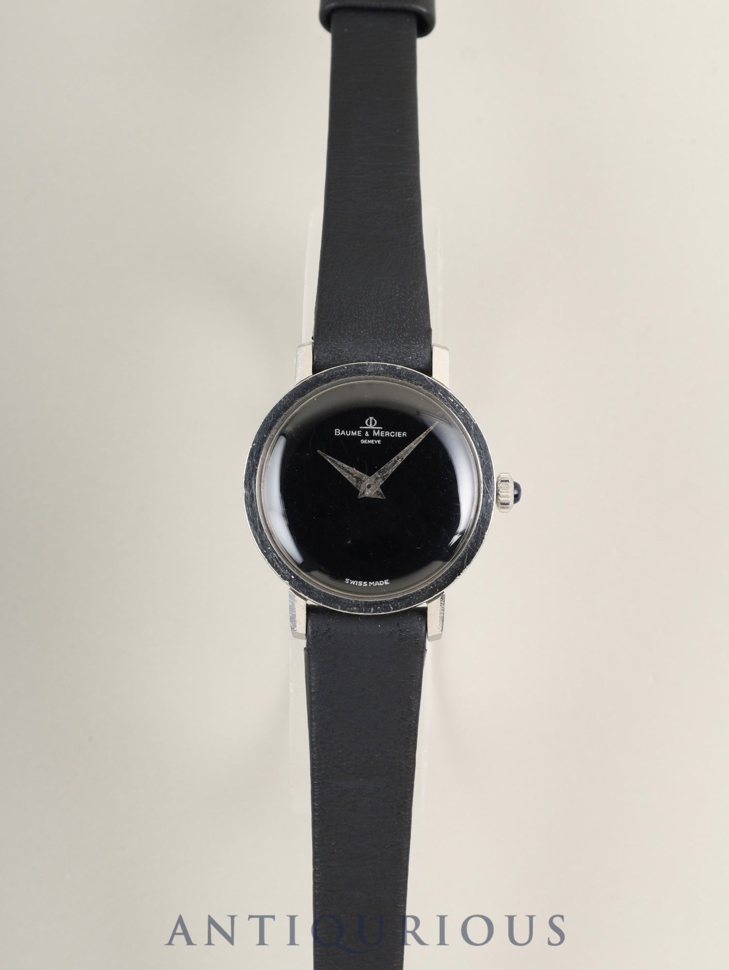 ボーム&メルシエ ラウンド 1612 手巻き SS 革 社外ピンバックル(SS) ブラック文字盤 オーバーホール済み