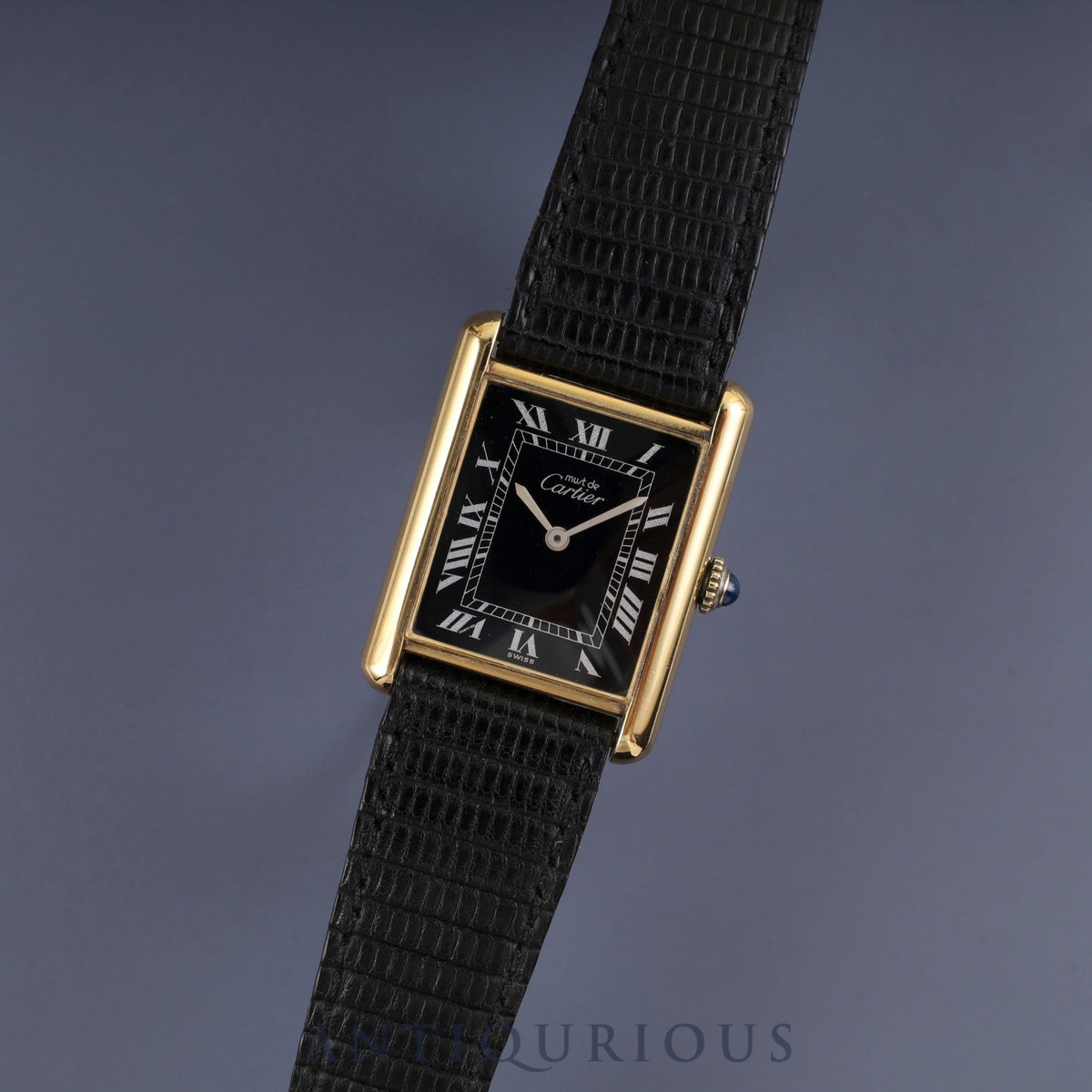 Cartier Must Tank LM Manual winding Cal.78-1 SV925 Genuine leather strap Genuine buckle (GP) Black Roman dial Overhauled