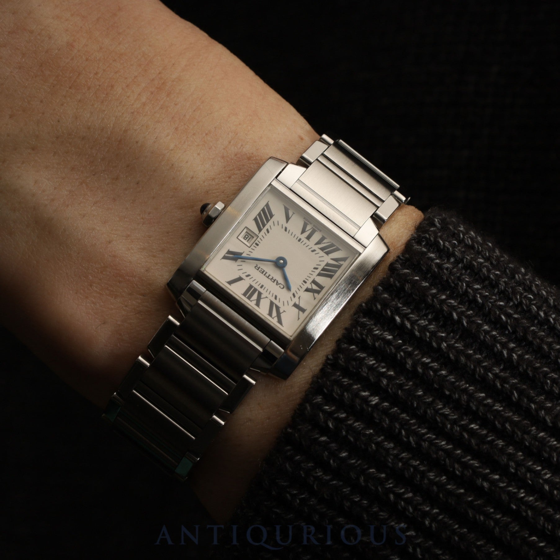 Cartier Tank Française MM W51011Q3/2465 Quartz Caliber 175N Stainless Steel White Roman Dial Box Booklet Warranty (2005) Overhauled