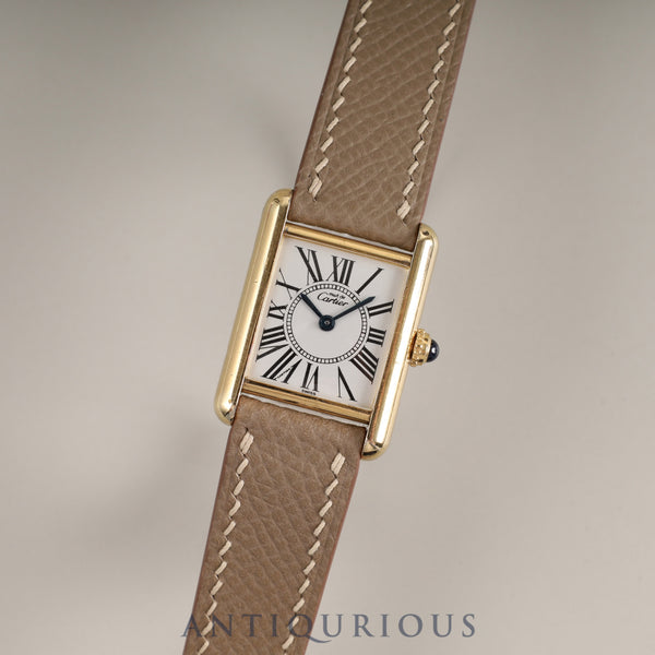 Cartier Must Tank SM 5057001 Cal.057 SV925 Leather Genuine Buckle (GP) Opalan Dial Overhauled