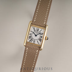 Cartier Must Tank SM 5057001 Cal.057 SV925 Leather Genuine Buckle (GP) Opalan Dial Overhauled