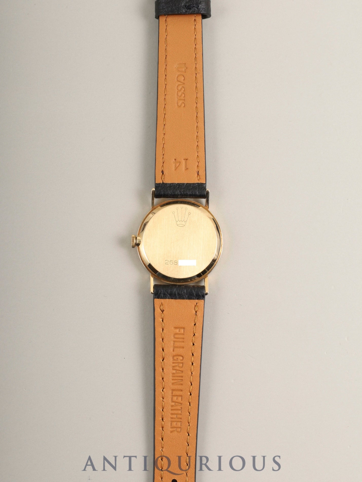 ロレックス チェリーニ 3810 手巻き Cal.1600 750YG 革 純正ピンバックル(GP)ホワイトローマン 26番(1968年)純正レザーベルト付き オーバーホール済み