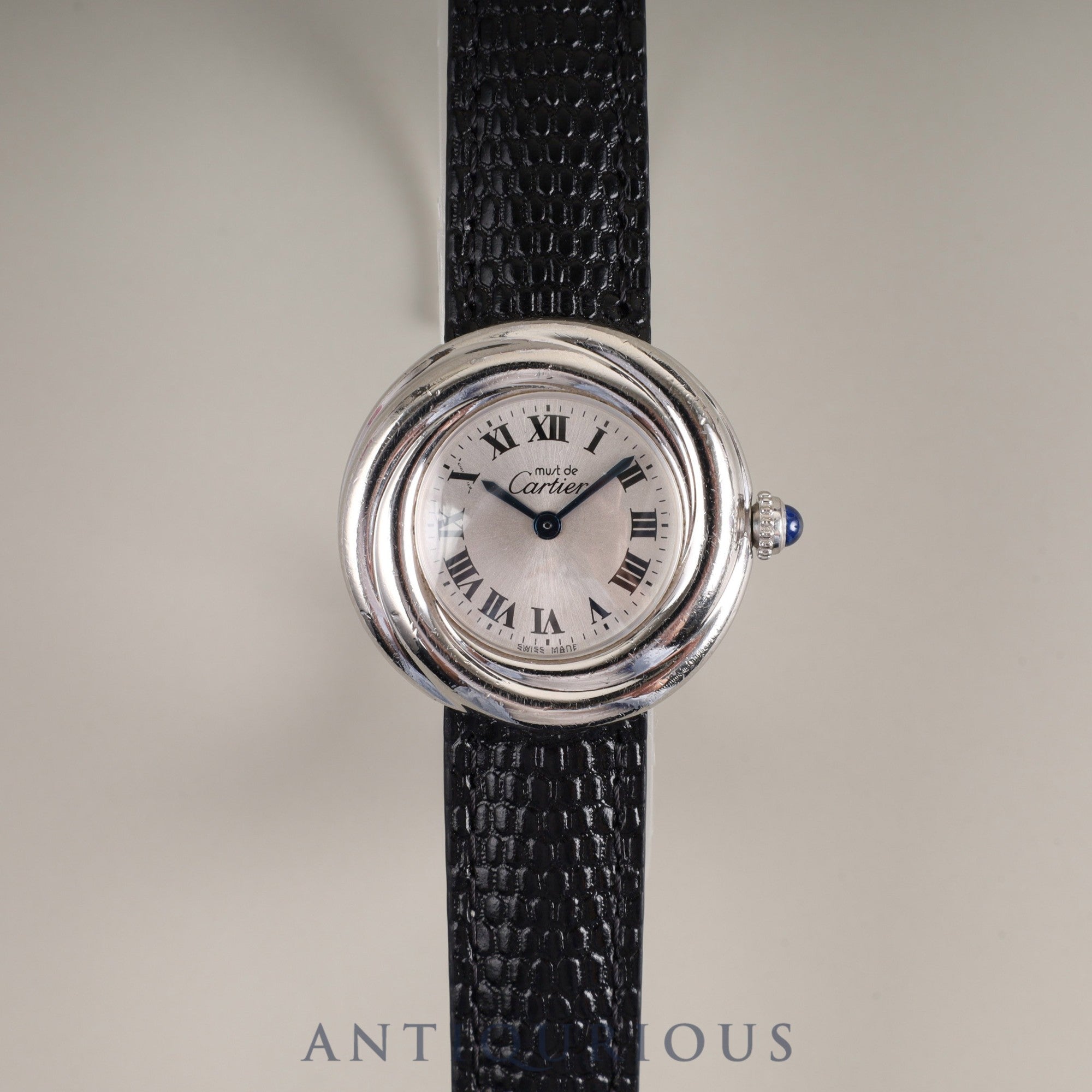 Cartier Must Trinity W1014945 / 2439 Quartz Cal.157 SV925 Leather Genuine Buckle (SS) Silver Roman Dial Overhauled