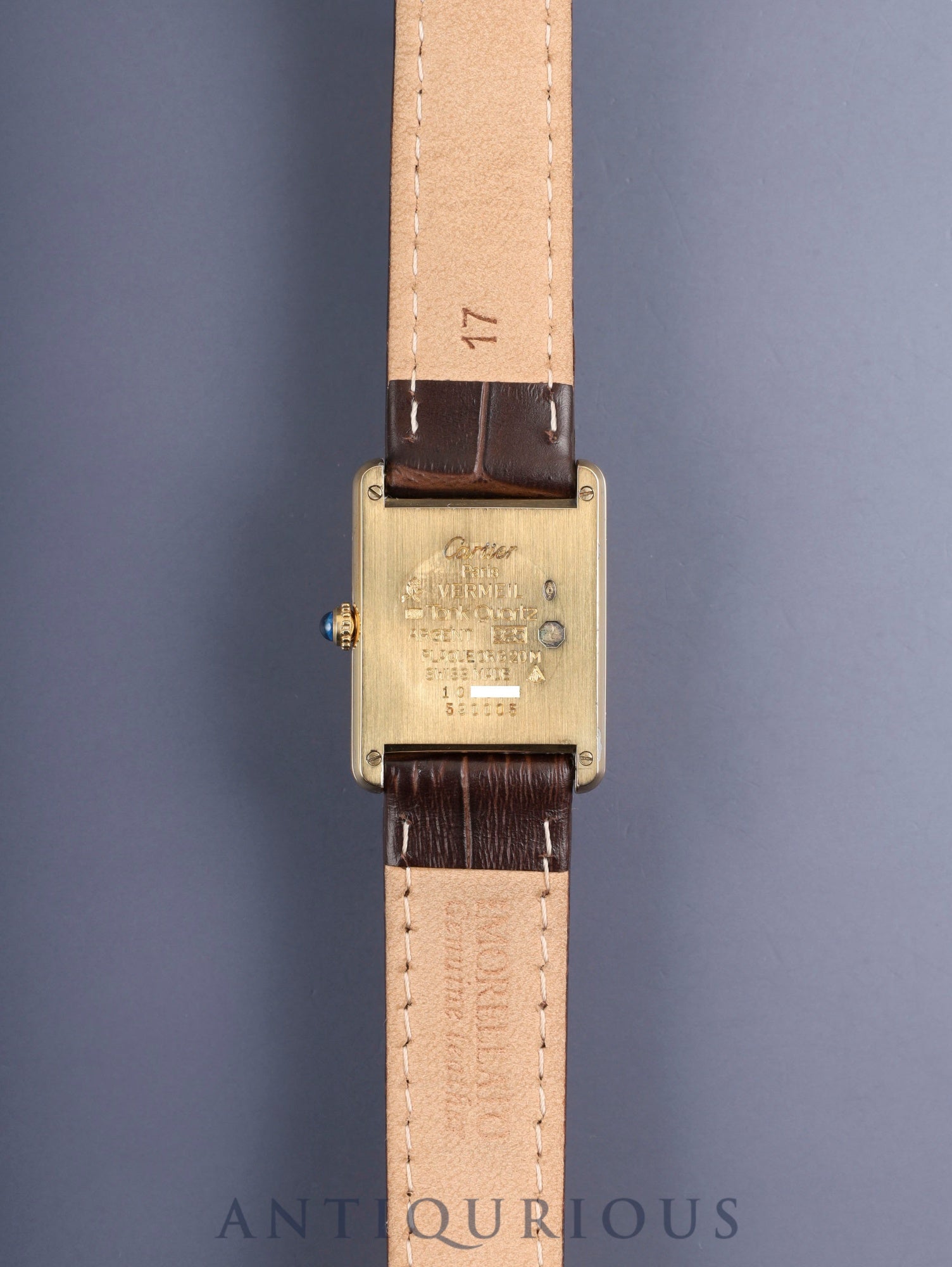 Cartier Must Tank LM 590005, Quartz, Caliber 690, SV925, Leather, Genuine GP Buckle, Ivory Roman Dial (SWISS Marking), Circa 1982-1995, Booklet, Warranty Card (1993), Cartier Repair Details (Complete Service / 2005), Overhauled