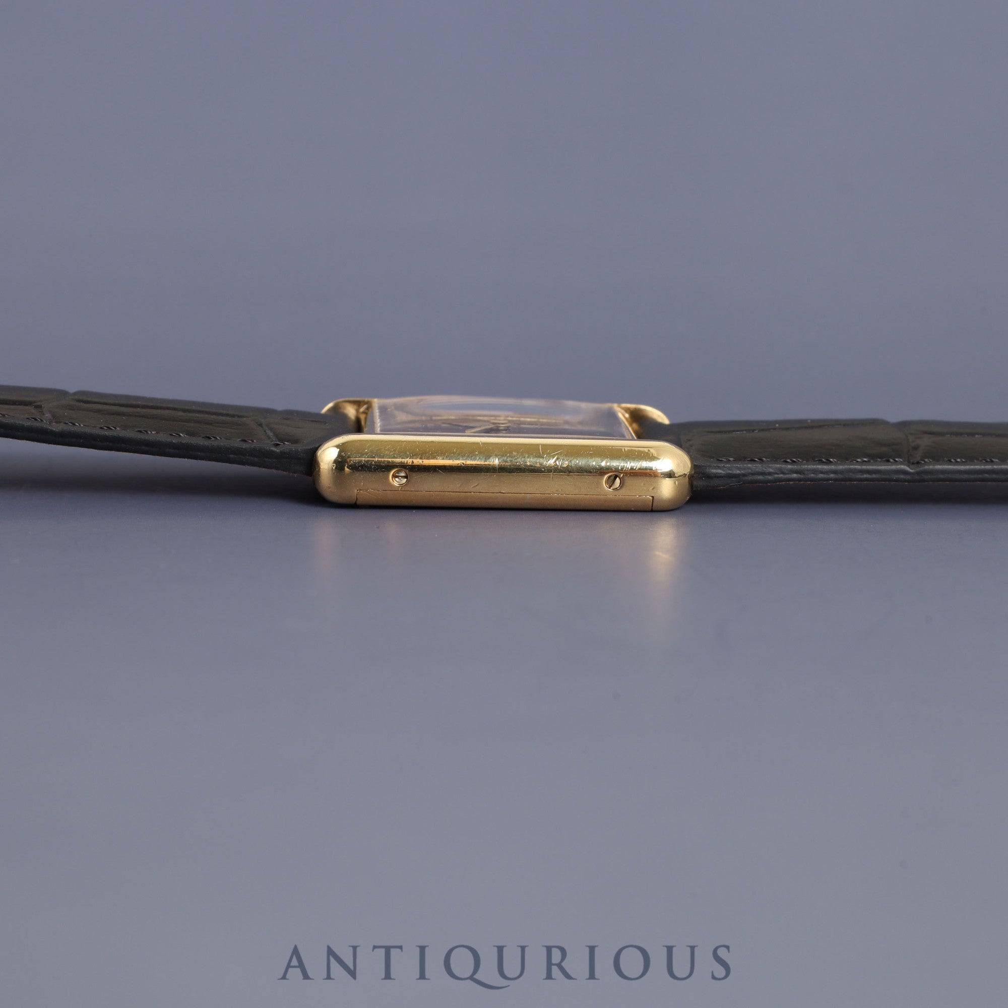 カルティエ マストタンク LM 手巻き Cal.78-1  SV925 革 純正Dバックル(GP)オニキス文字盤 オーバーホール済み 新品仕上げ済み