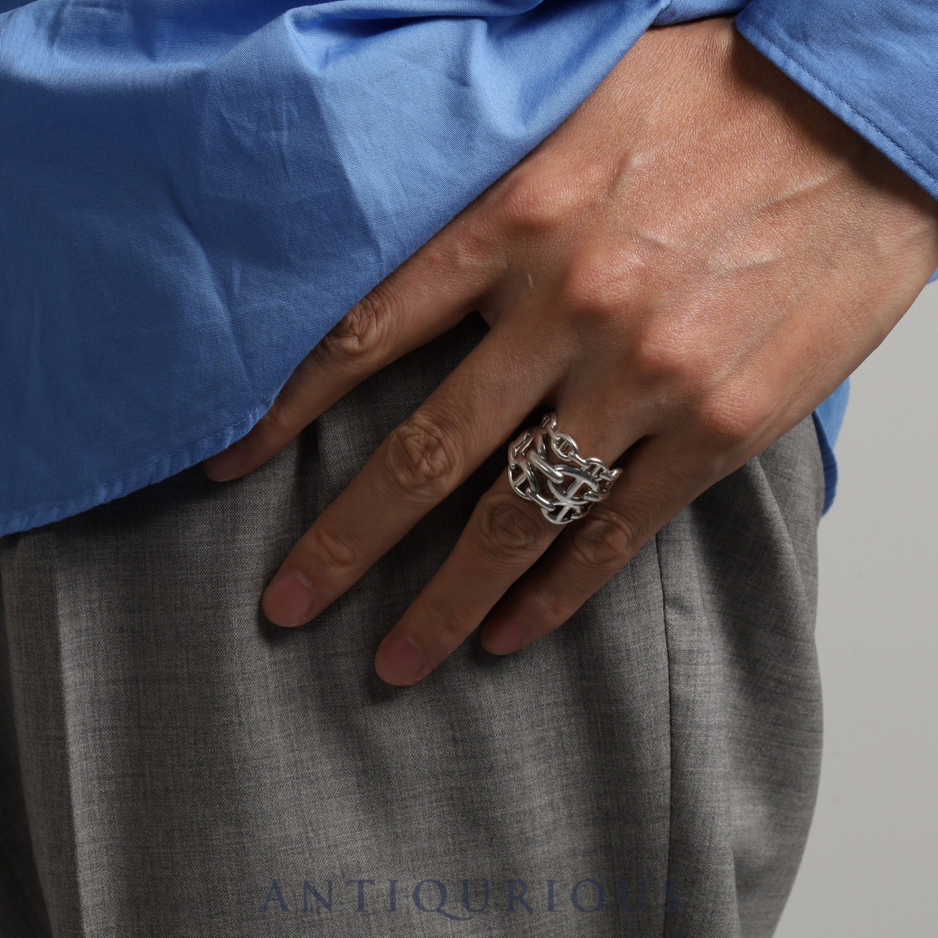 Hermes Ring Chaine d'Ancre Anchaine GM #54 Size 14 SV925 Box