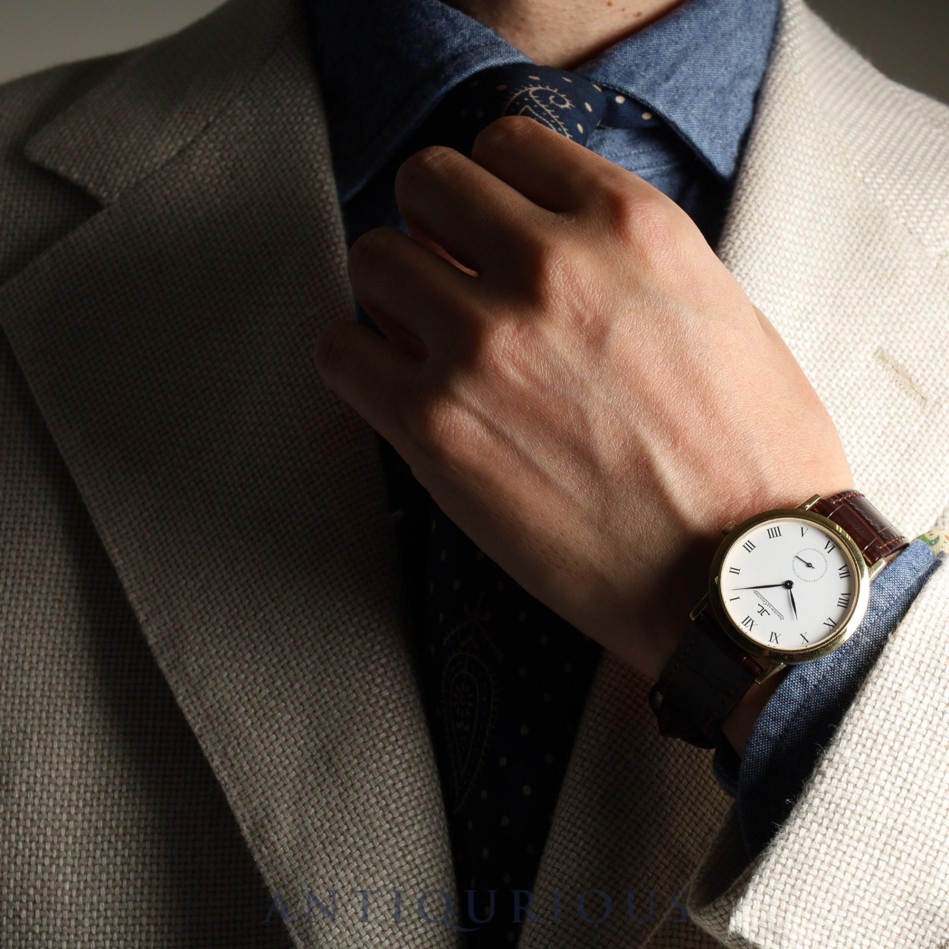 ジャガー・ルクルト ジェントローム 152.1.81 手巻き Cal.818/4 750 革 純正尾錠(750) ホワイト文字盤 純正革替えベルト オーバーホール済み