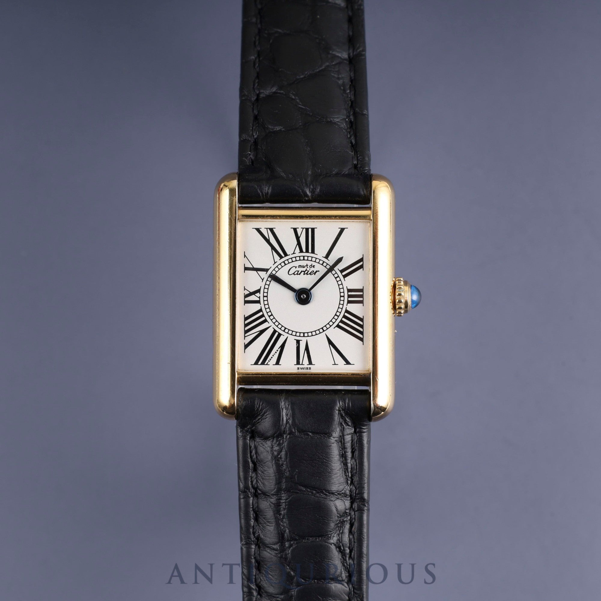 Cartier Must Tank SM W1005554 / 5057001 Quartz Cal.057 SV925 Leather Genuine D-buckle (GP) Opalan dial Genuine replacement belt Box Warranty (1992) Overhauled