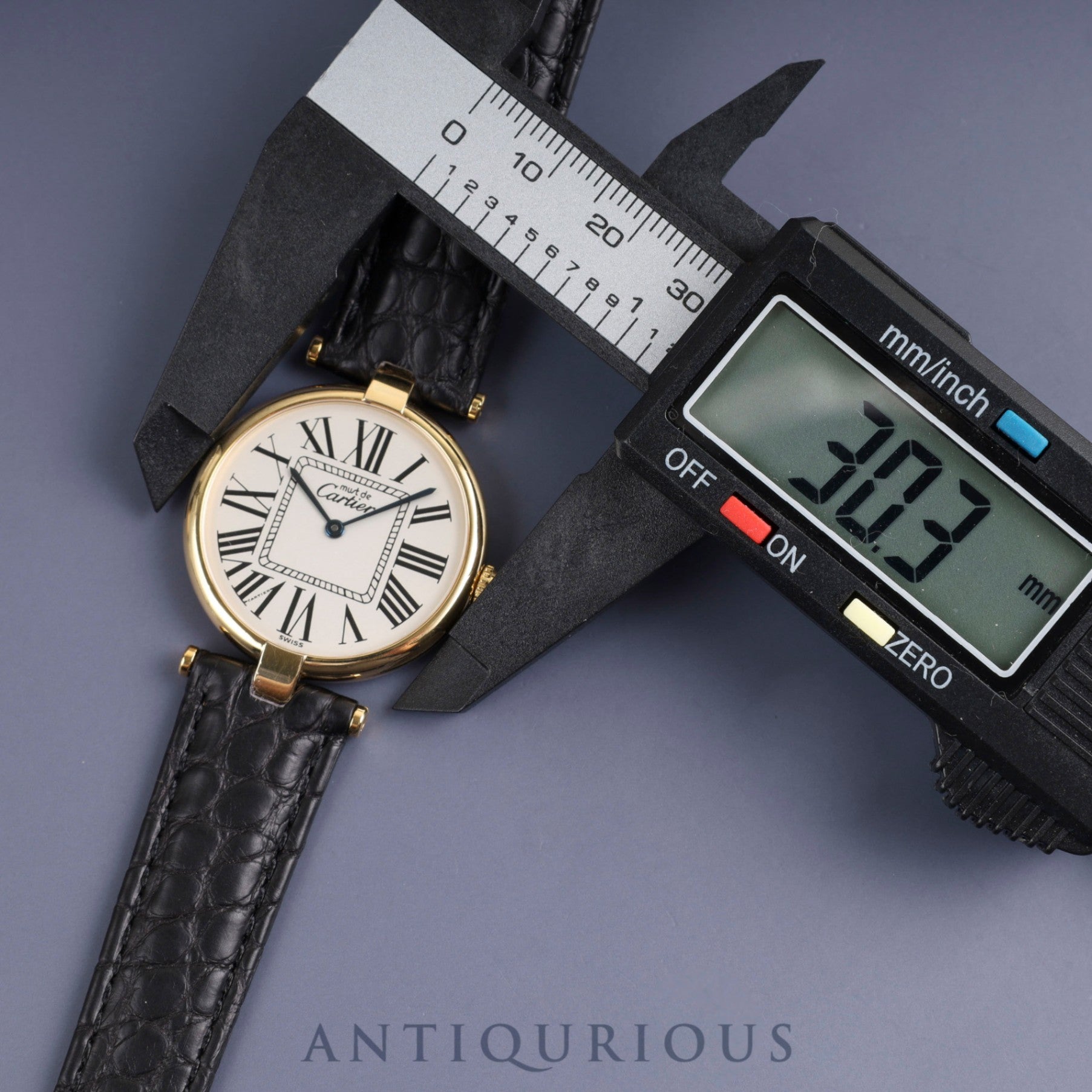 カルティエ マスト ヴァンドーム VLC LM 590003 クォーツ Cal.690 SV925 革 純正Dバックル(GP) オパラン文字盤 オーバーホール済み