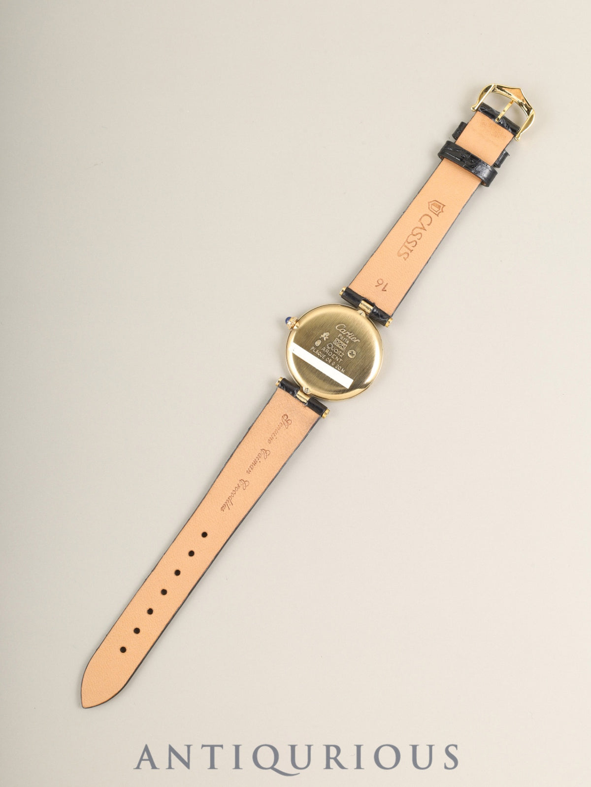 カルティエ マスト ヴァンドーム VLC LM 17 クォーツ Cal.690 SV925 革 純正ピンバックル(GP)オニキス文字盤(SWISS表記) 箱 冊子 オーバホール済み