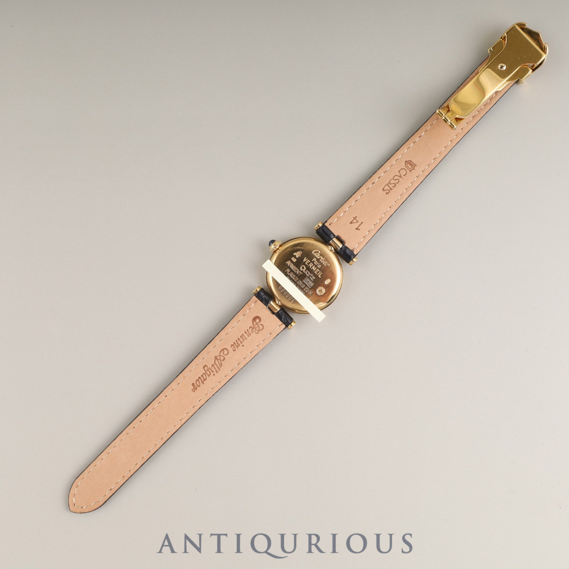 Cartier Must Vendôme VLC SM 590004 Quartz Caliber 90 SV925 Leather Watch with Genuine D-buckle (GP) Opalescent Dial Overhauled