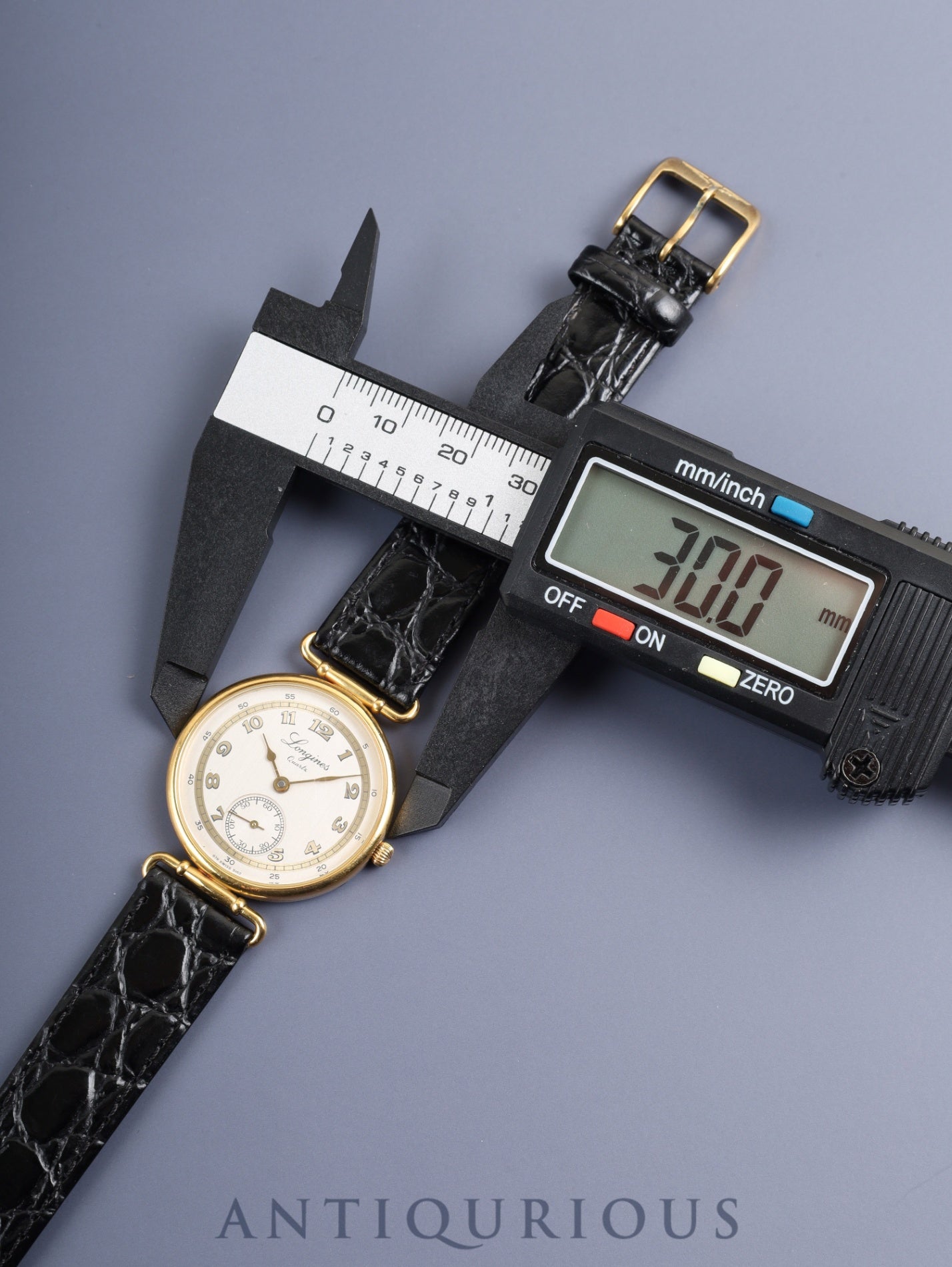 Longines 150th Anniversary Model 976.5162 Quartz Caliber L976.2 Stainless Steel/GP Leather Strap with Genuine GP Buckle, White and Gold Dial, Overhauled