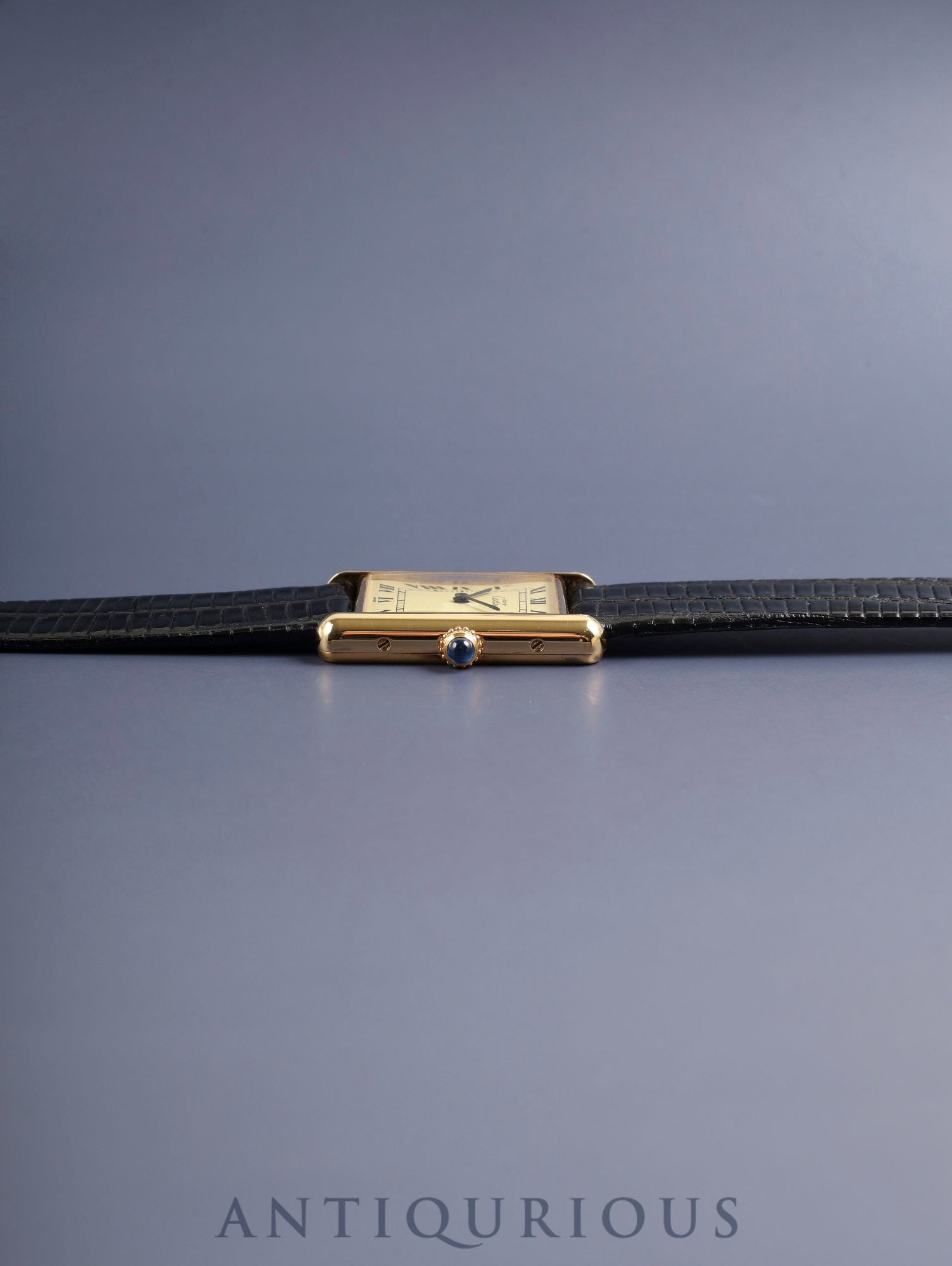 カルティエ マストタンク LM 590005 クォーツ Cal.90 SV925 革 純正ピンバックル(GP)アイボリーローマン文字盤(SWISS表記)箱 冊子 保証書(1987年) オーバーホール済み