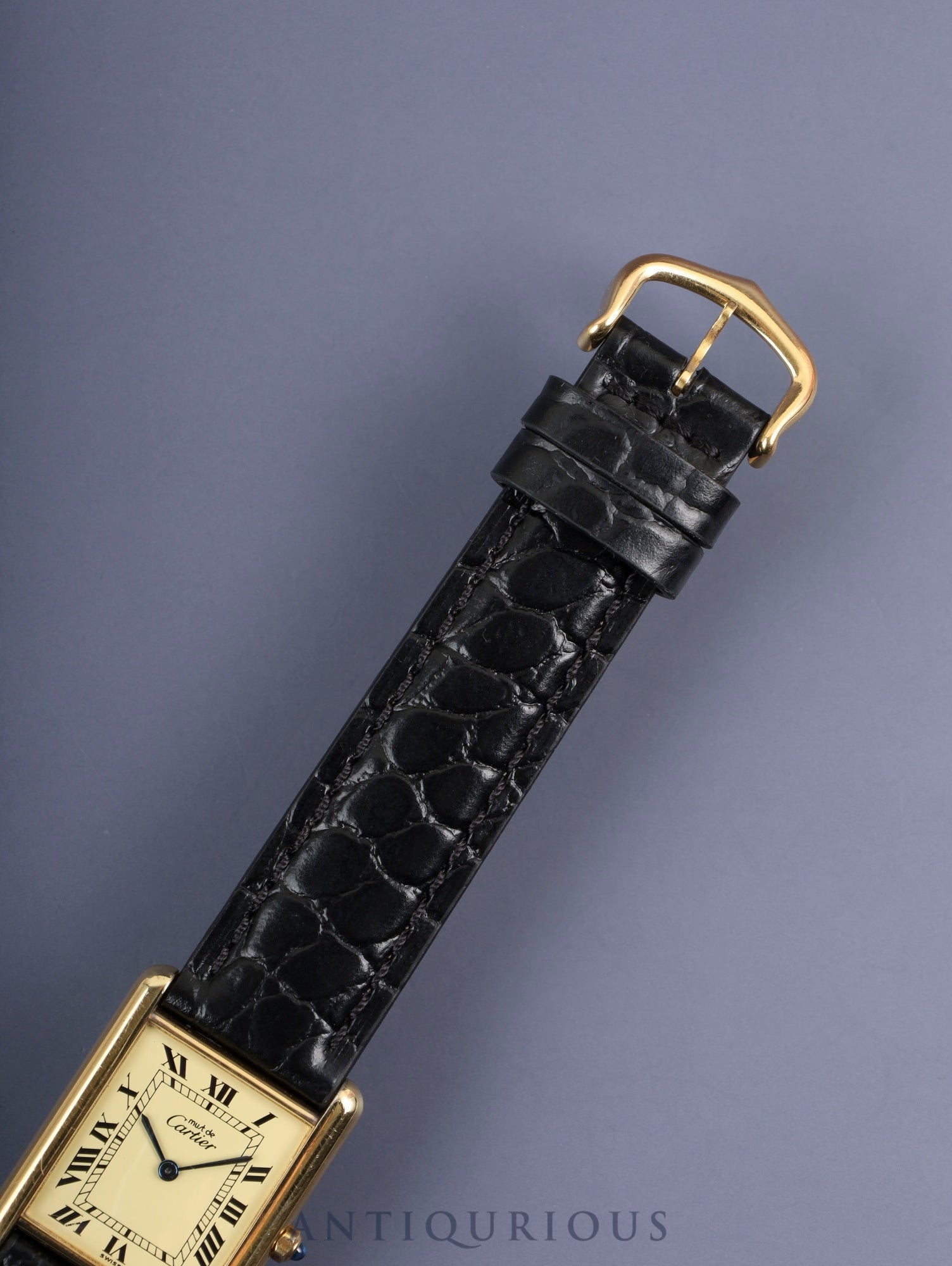 カルティエ マストタンク LM 6 81006 クォーツ Cal.81 SV925 革 純正尾錠(GP) アイボリーローマン文字盤 箱 オーバーホール済み