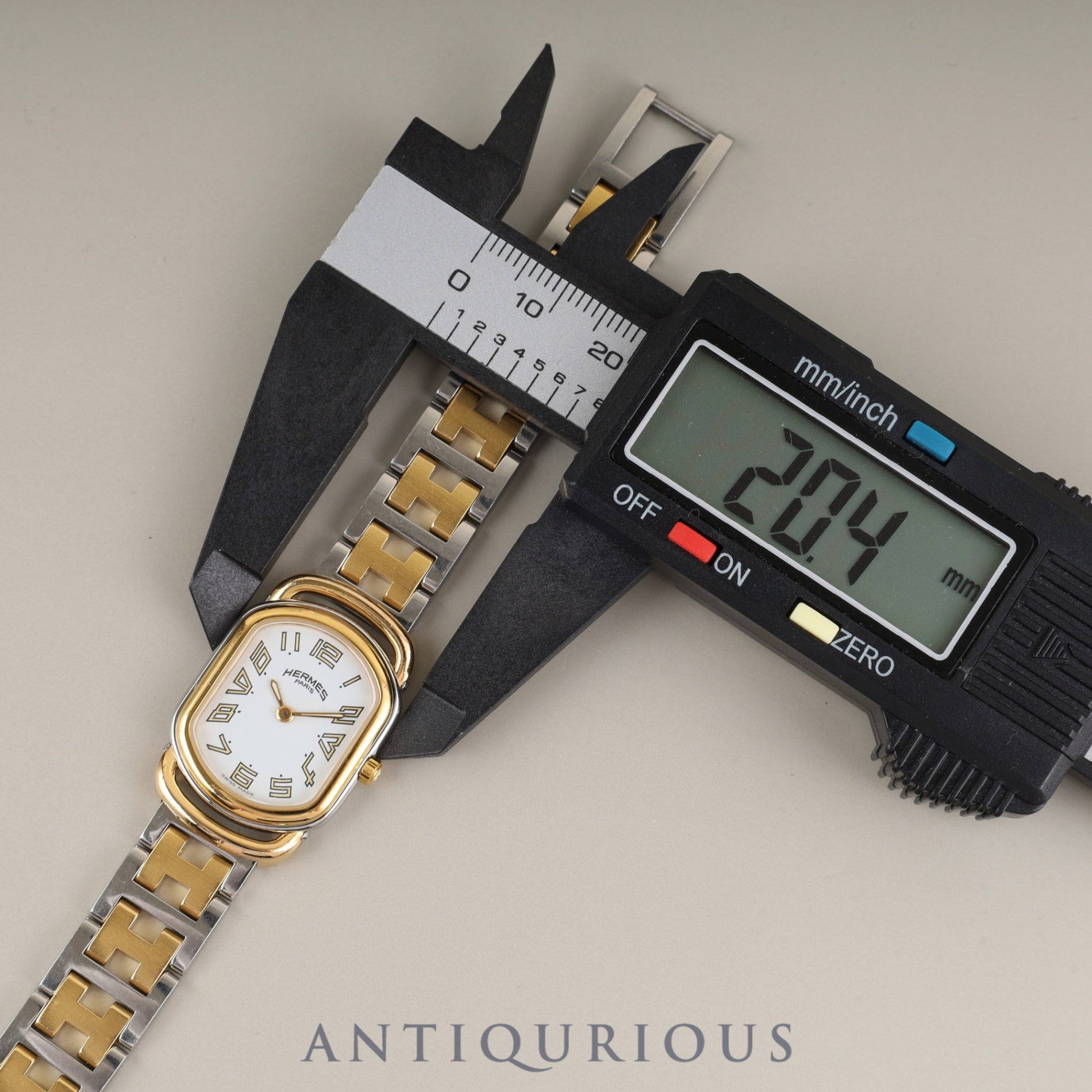 エルメス ラリー RA1.240 クォーツ Cal.976.001 SS/GP SS/GP ホワイト文字盤 オーバーホール済み