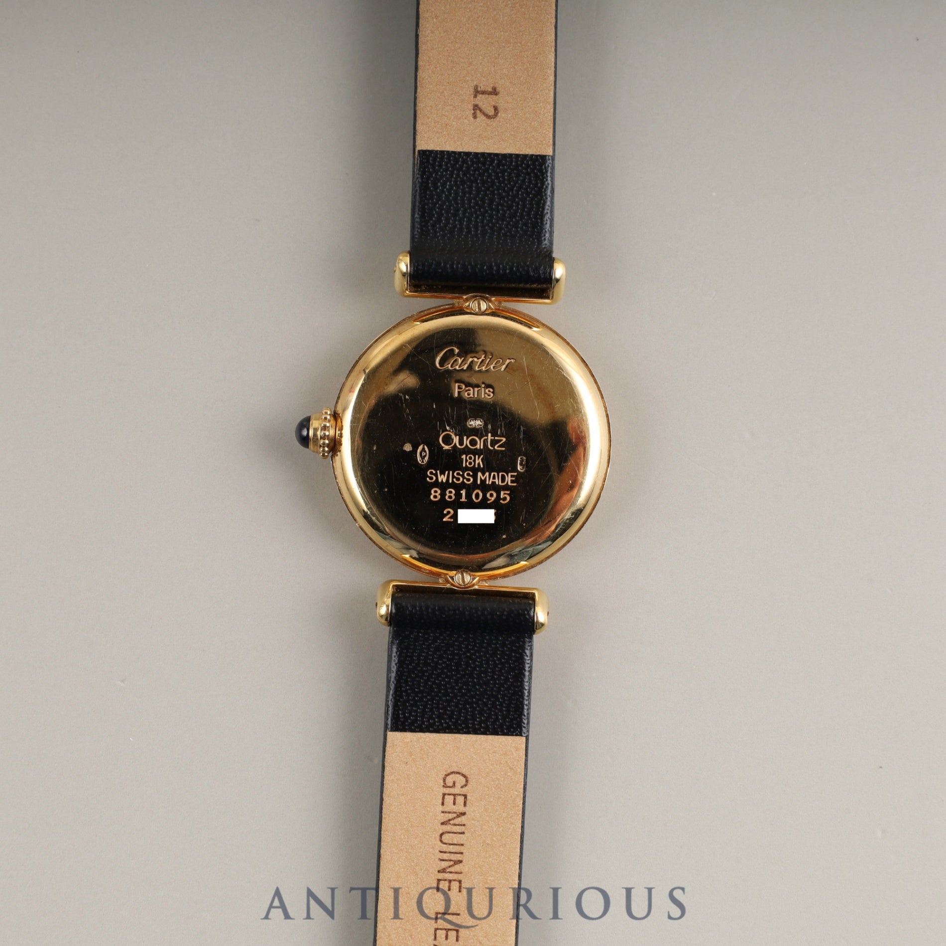 Cartier Corise 881095 Quartz Caliber 81 18K Leather Strap with Genuine GP Buckle Ivory Roman Dial Overhauled