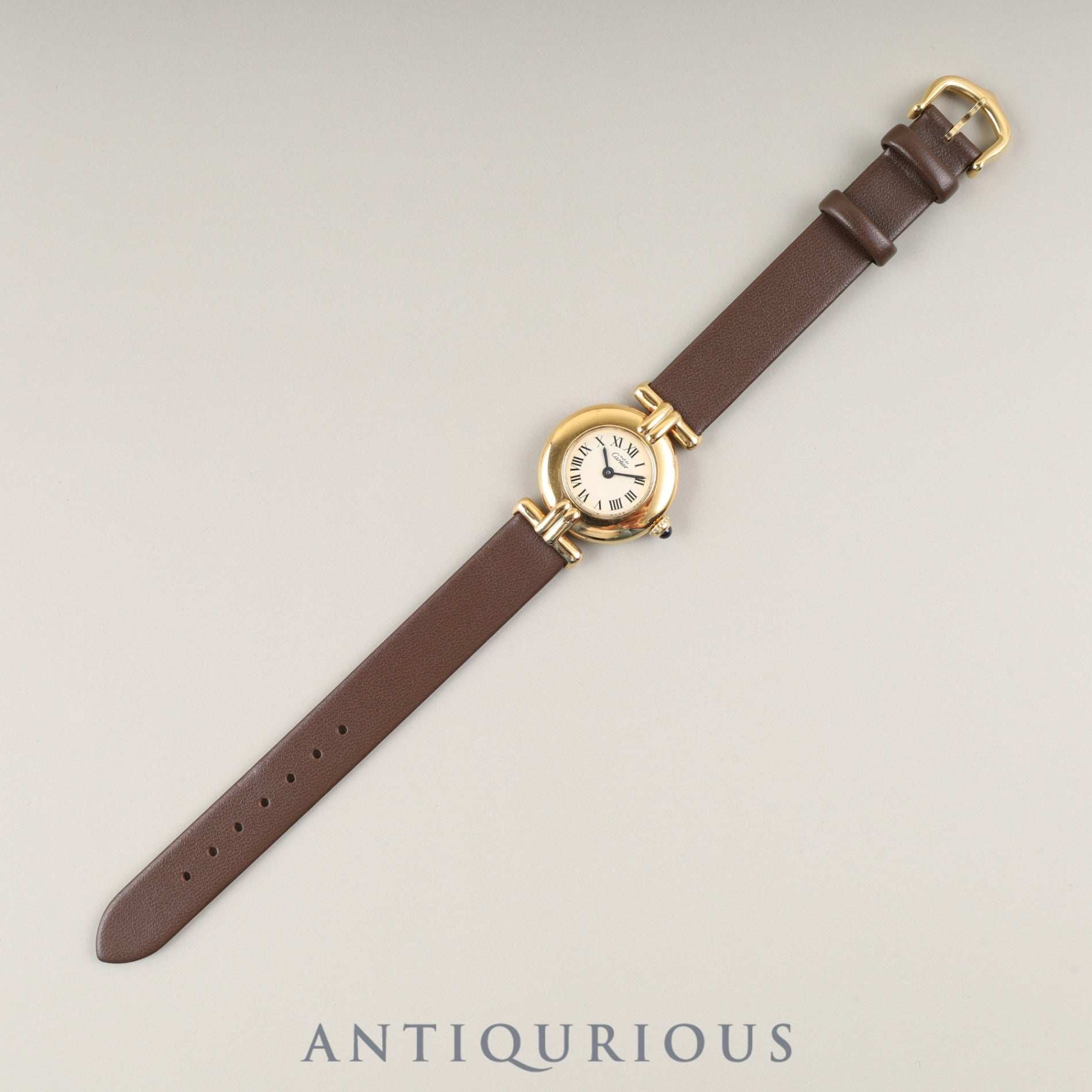 カルティエ マストコリゼ W1000653 / 590002 クォーツ Cal.90 SV925 革 純正尾錠(GP)アイボリーローマン文字盤 箱 冊子 保証書(1993年)オーバーホール済み