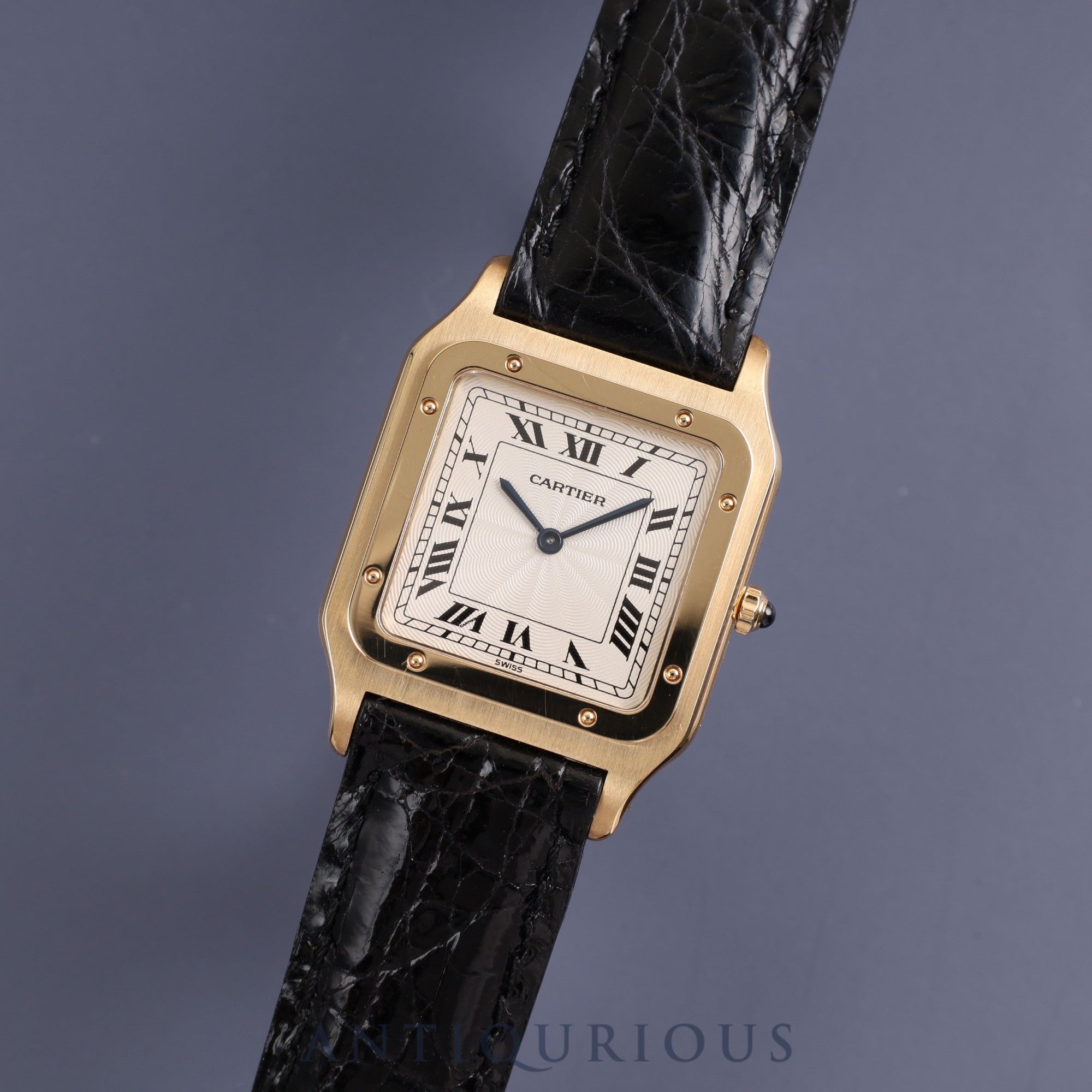 Cartier Santos Dumont Extra Slim W1505453 Manual winding Cal.21MC 750YG Leather Genuine buckle (750) Guilloché Ivory dial Box