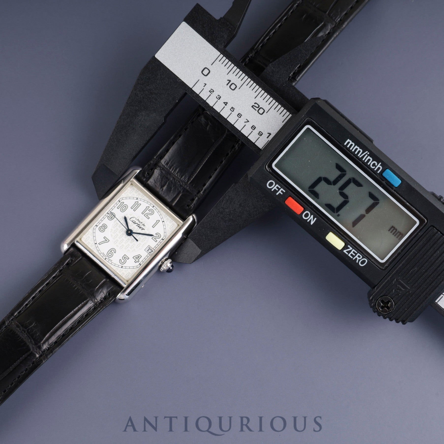 Cartier Must Tank GM (XL) 2414 Quartz Caliber 87 SV925 Leather Strap with Genuine D-Clock Buckle (Stainless Steel) Telephone Arabic Dial Overhauled