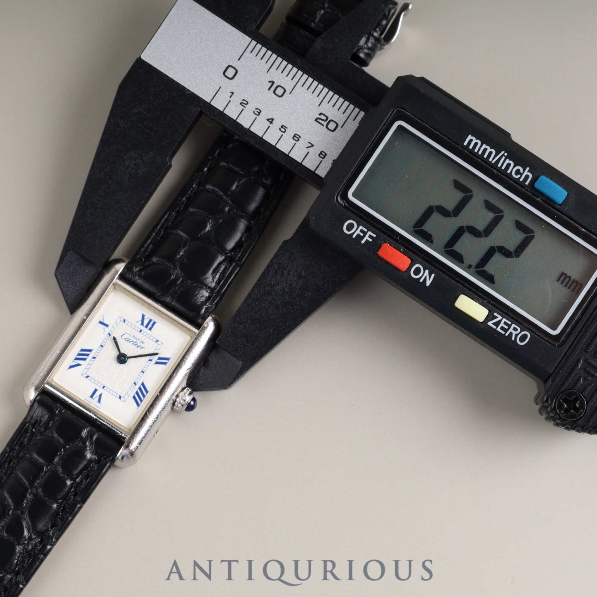 Cartier Must Tank MM 2416 Quartz Caliber 057 SV925 Leather Strap with Genuine Stainless Steel Buckle, White Roman Dial, Overhauled