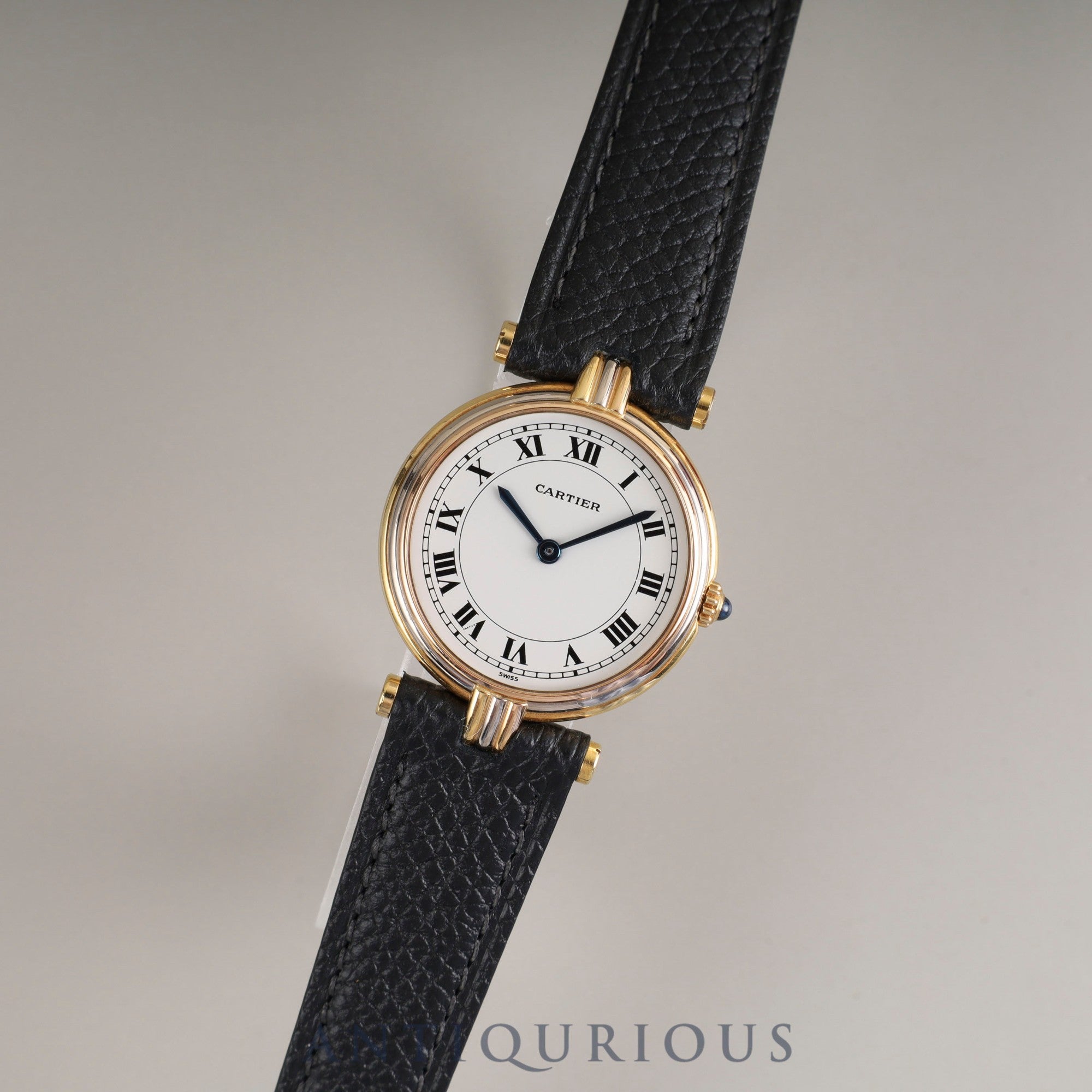 カルティエ ヴァンドーム VLC SM トリニティ 81004 クォーツ Cal.81 750 革 純正尾錠(GP) ホワイトローマン文字盤 箱 オーバーホール済み