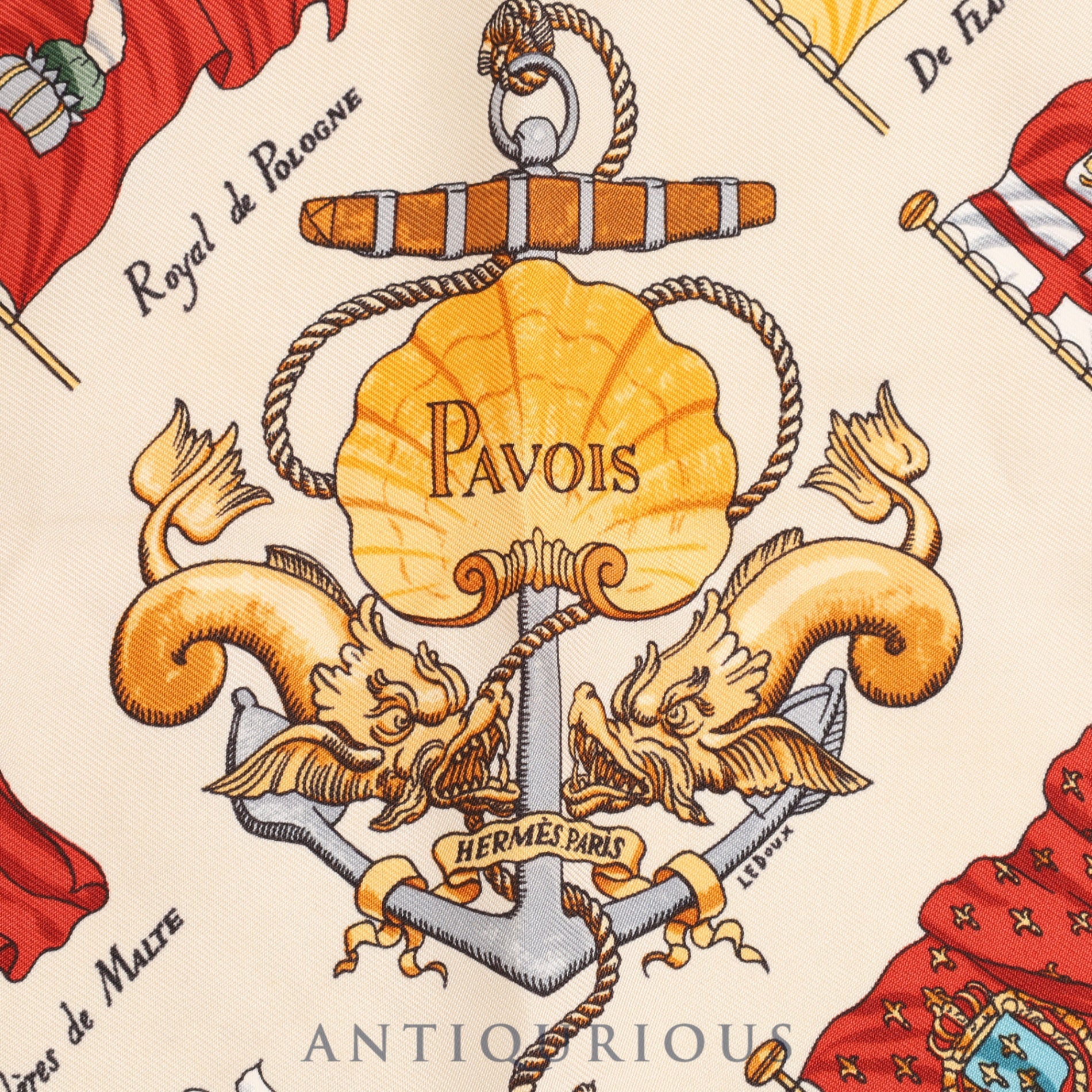 Hermes Scarf Carre 45 PAVOIS Ship's Flag SILK100%