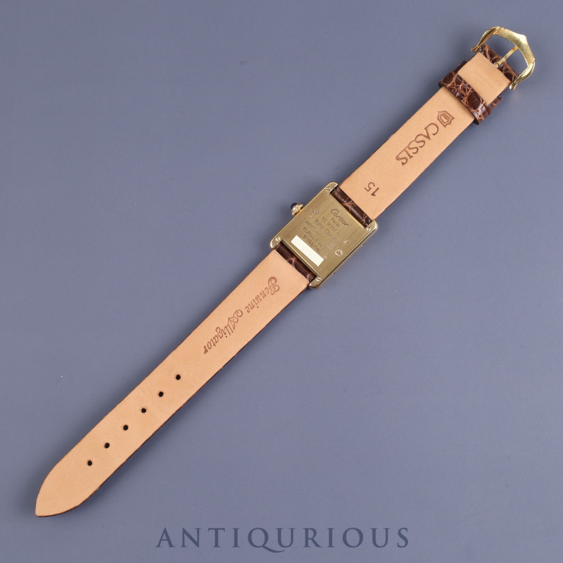 Cartier Must Tank SM W1005554 / 5057001 Quartz Cal.057 SV925 Leather Genuine Buckle (GP) Opalan Dial Mid 1980s - 1994 Overhauled