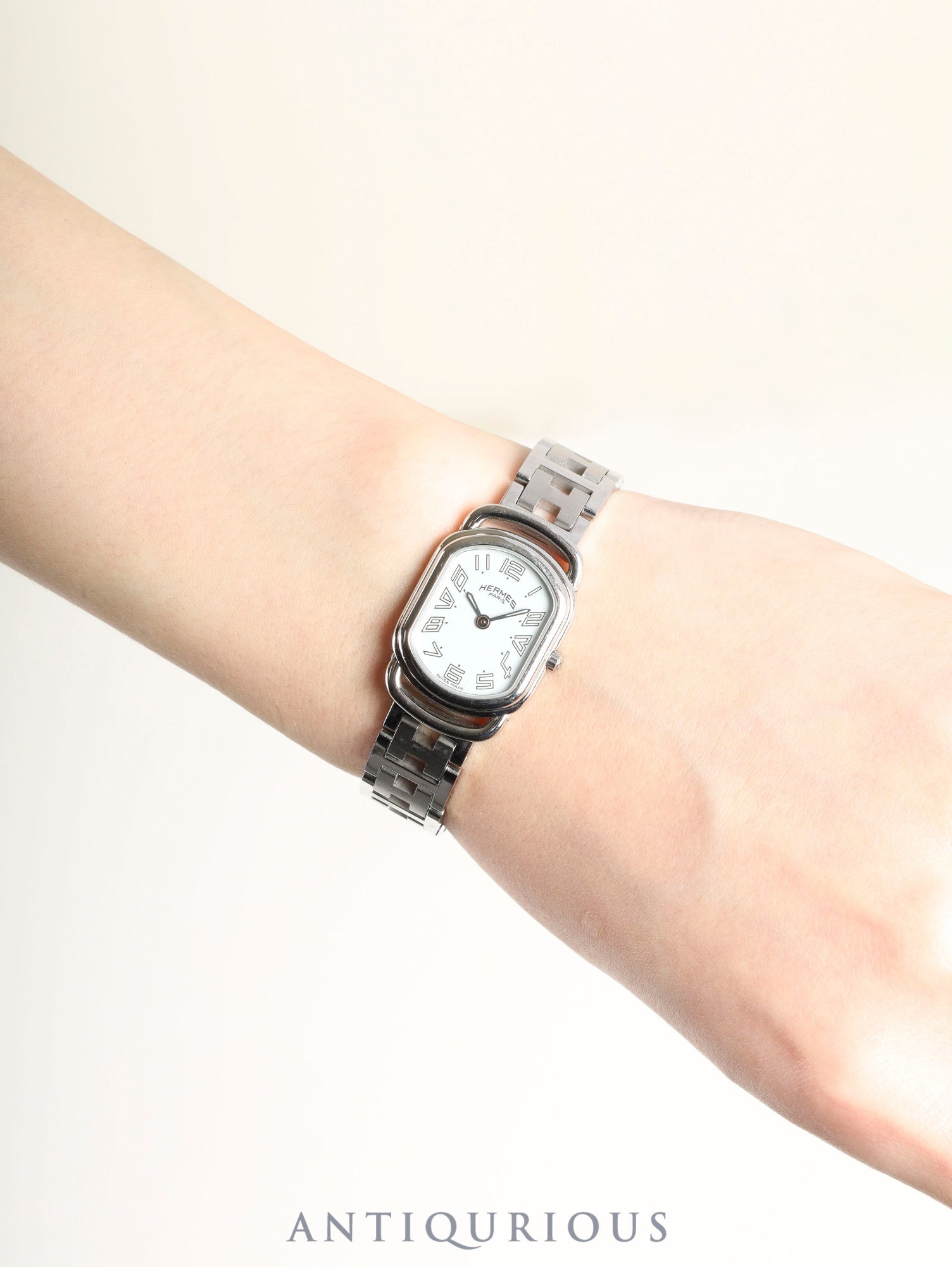 エルメス ラリー RA1.210 クォーツ Cal.976.001 SS SS ホワイト文字盤 箱 オーバーホール済み