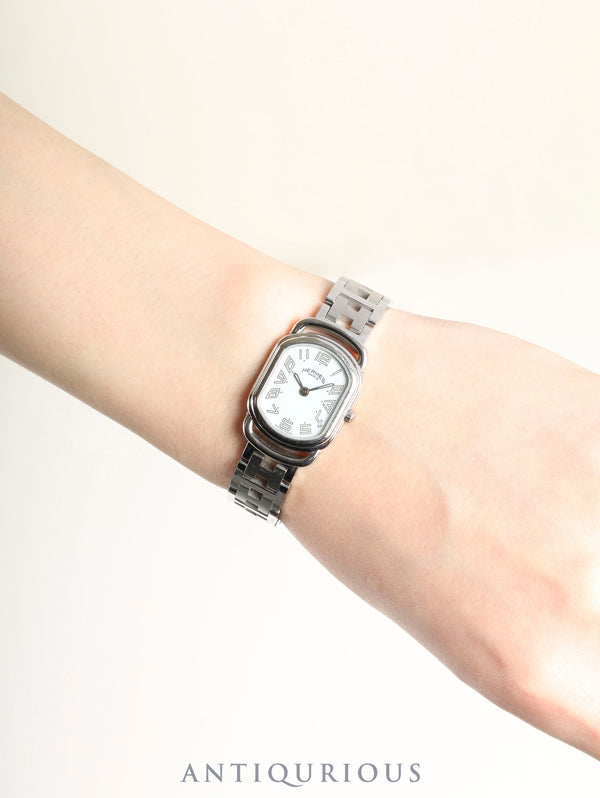 エルメス ラリー RA1.210 クォーツ Cal.976.001 SS SS ホワイト文字盤 箱 オーバーホール済み