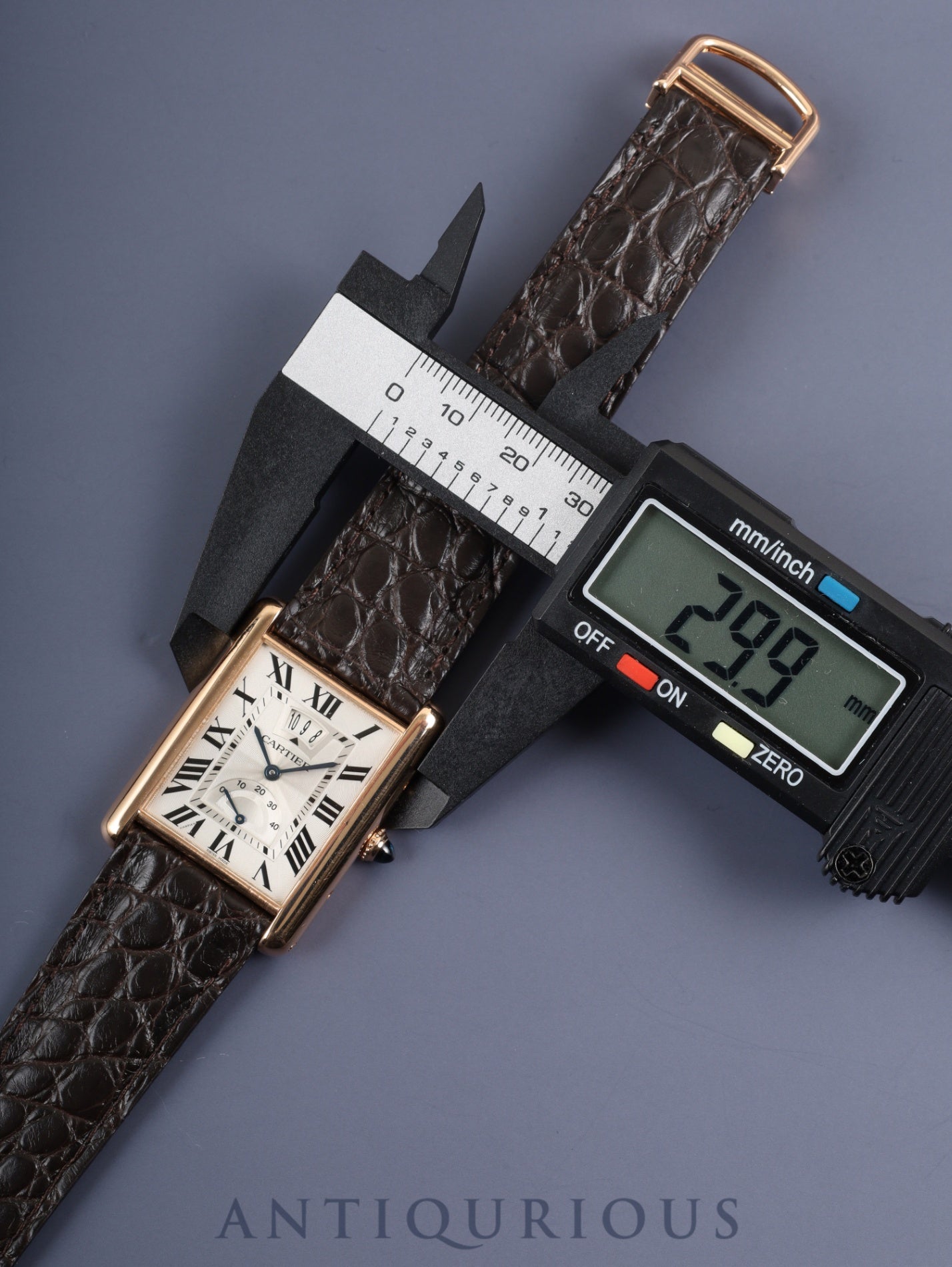 カルティエ タンクルイカルティエ XL W1560003 / 3185 自動巻き Cal.9753MC AU750(PG) 革 純正Dバックル(AU750)PG シルバーギョーシェ文字盤 箱 保証書(2017年) オーバーホール済み