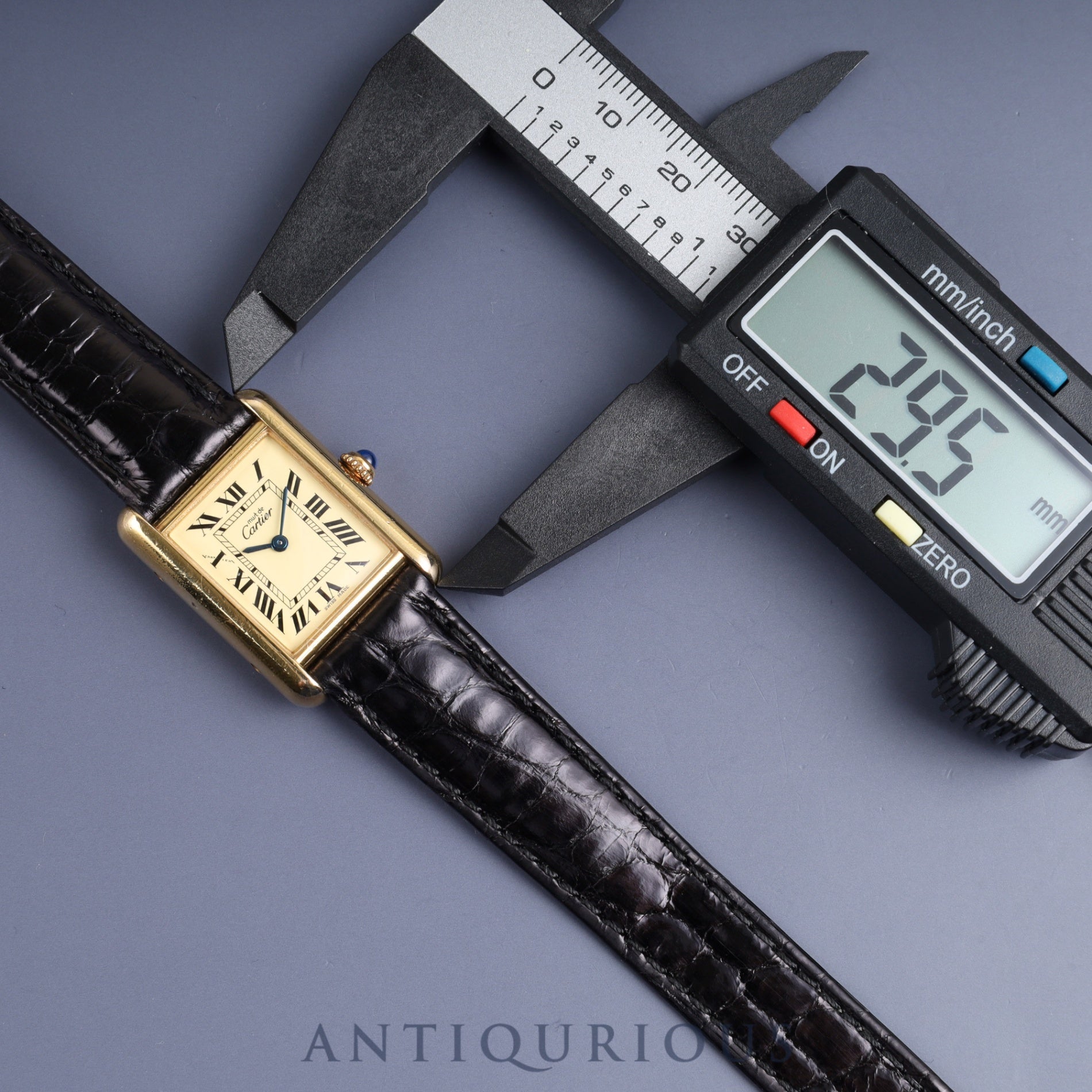 Cartier Must Tank MM W1017354 / 2415 Quartz Cal.057 SV925 Leather Genuine D-buckle (GP) Ivory Roman dial Overhauled